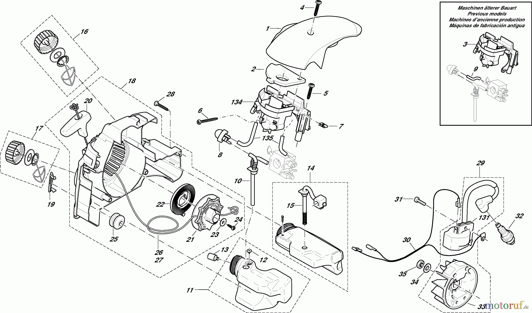 Dolmar Kettensägen Benzin Kettensäge PS-34 1 Starter, Zündelektronik, Tank