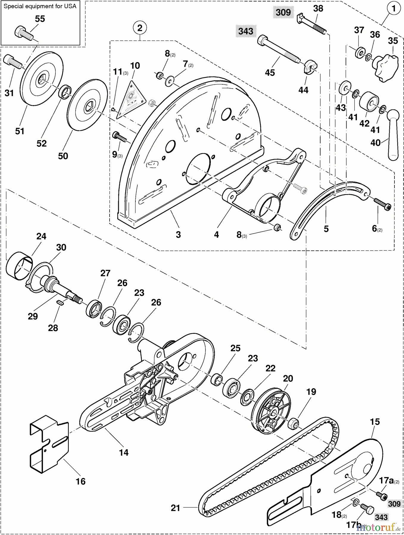 Dolmar Trennschleifer Benzin 343 HappyStart 8 Trennschleifervorsatz kpl., Schutzhaube kpl.