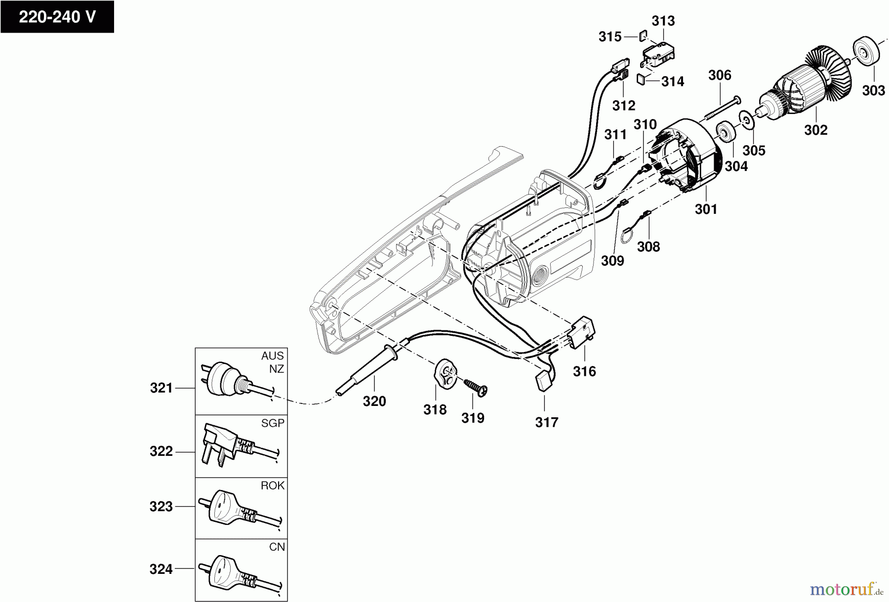  Dolmar Kettensägen Elektro Kettensäge ES-161 4  Motor, Kabel, Schalter