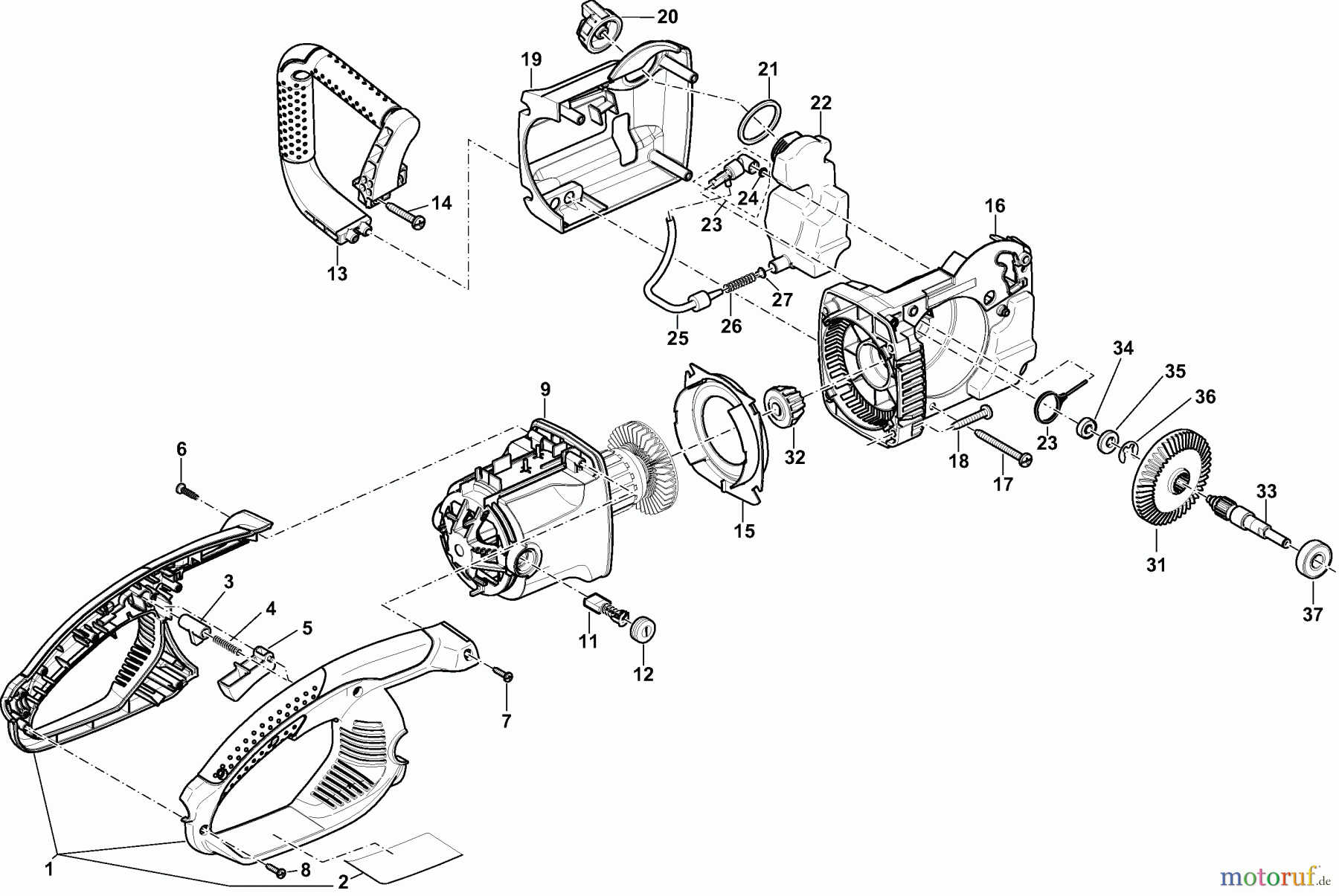  Dolmar Kettensägen Elektro Kettensäge ES-183 A 1  Handgriffe, Motorgehäuse, Getriebe