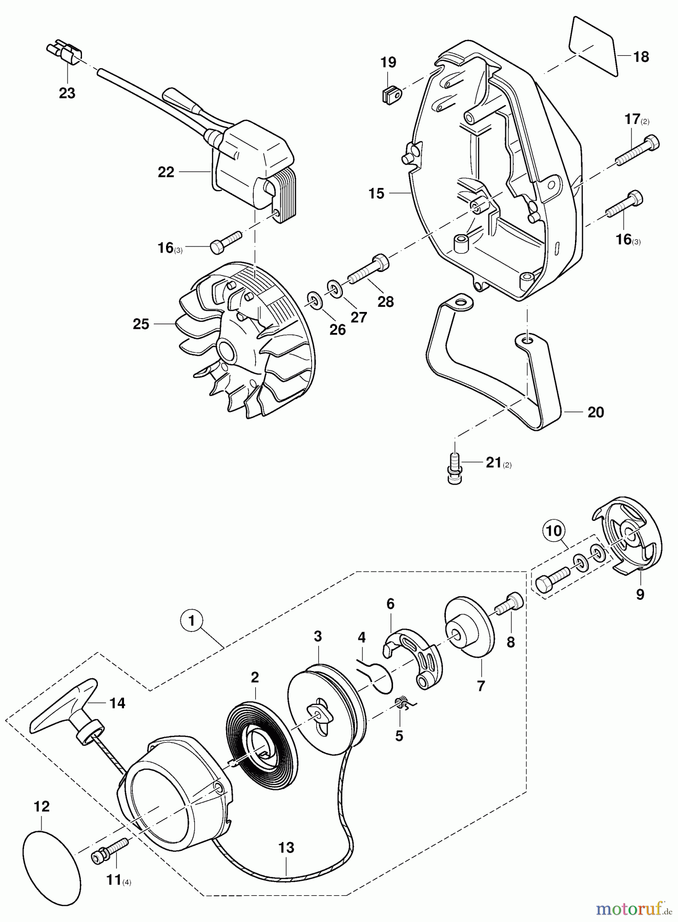  Dolmar Motorsensen & Trimmer Benzin 2-Takt MS-3100 7  Zündanker, Anwerfvorrichtung
