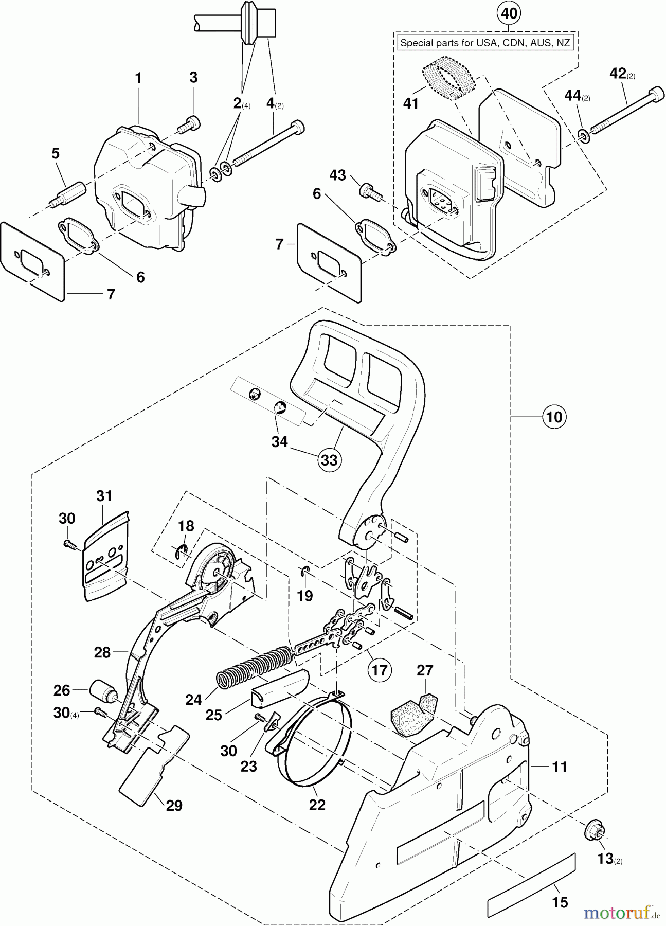 Dolmar Kettensägen Benzin Kettensäge PS-6000 i 6 Auspufftopf, Kettenbremse