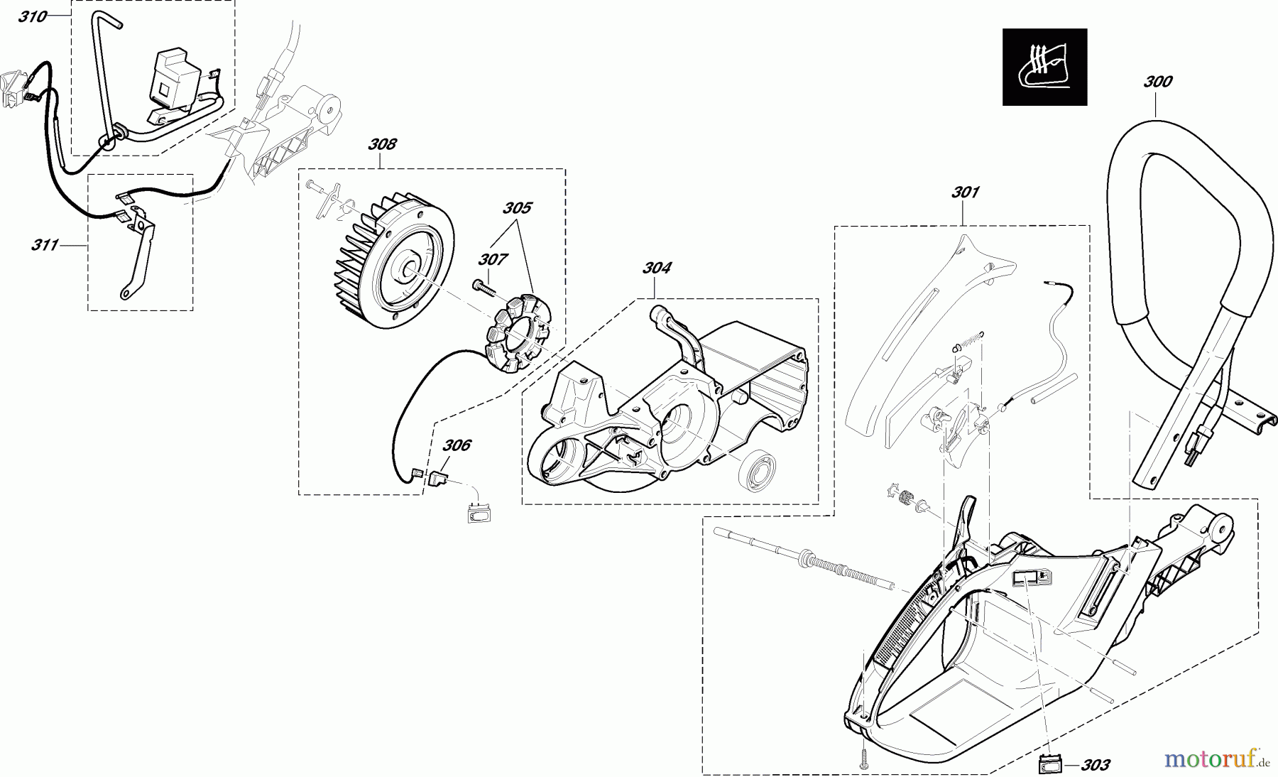 Dolmar Kettensägen Benzin Kettensäge PS-7300 H 8 Spezialteile für Ausrüstung mit elektrischer Griffheizung