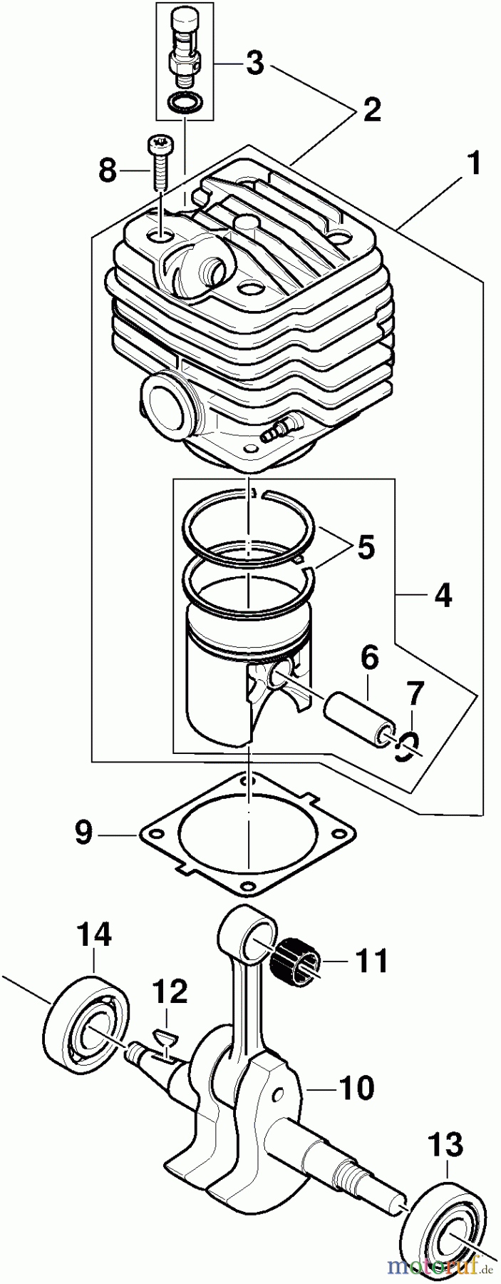 Dolmar Kettensägen Benzin Kettensäge PS-9010 (AU,CA,NZ,US) 1 Zylinder, Kurbelwelle