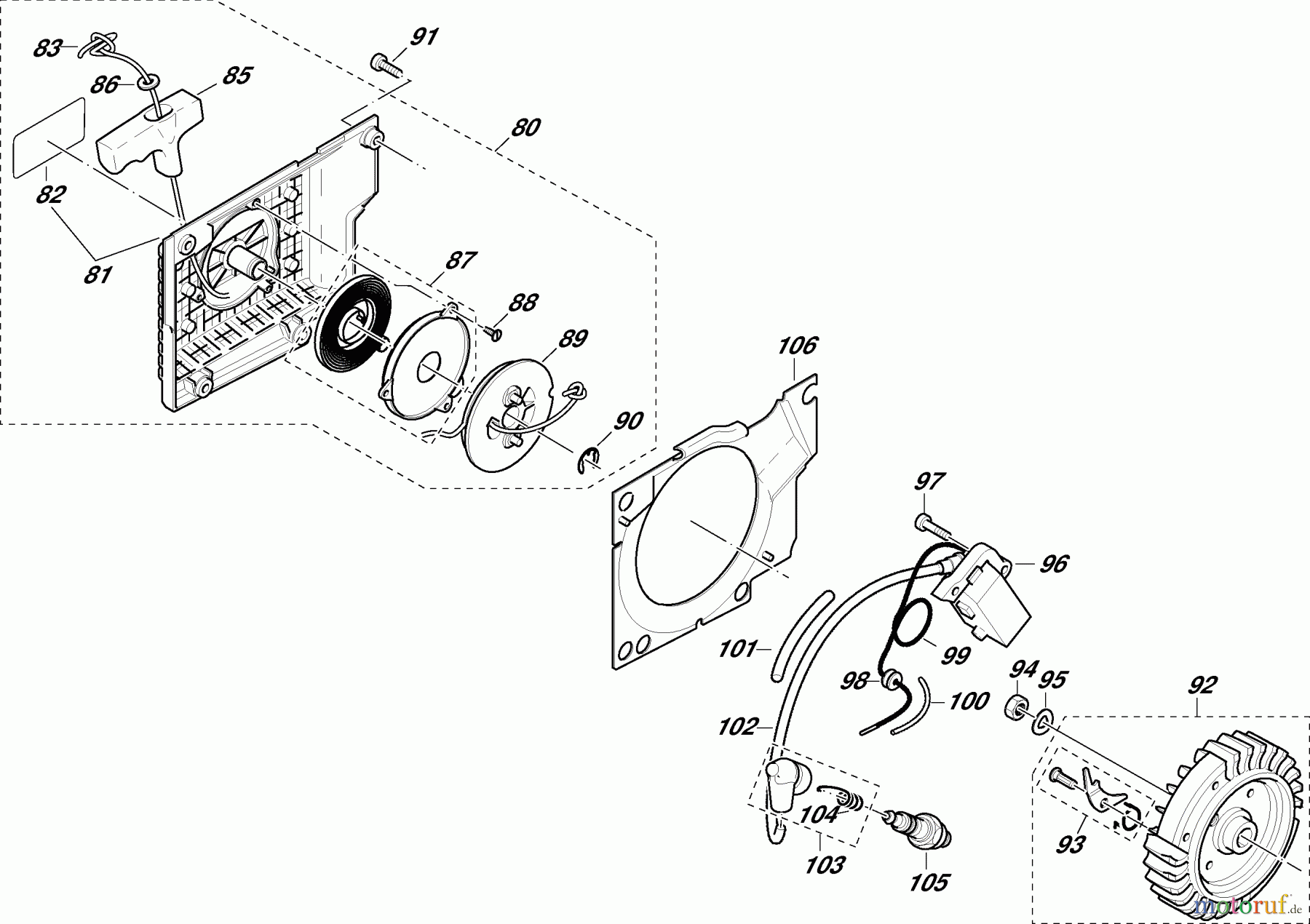 Dolmar Kettensägen Benzin Kettensäge PS-9010 deco 5 Zündelektronik, Anwerfvorrichtung