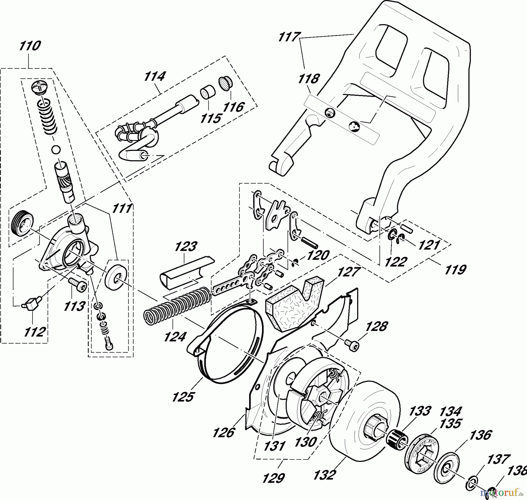 Dolmar Kettensägen Benzin Kettensäge PS-9010 (AU,CA,NZ,US) 6 Ölpumpe, Kupplung, Kettenbremse