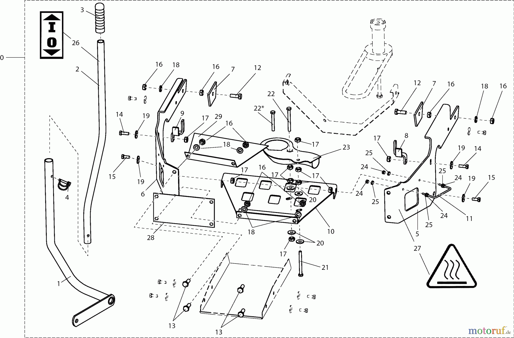 Dolmar Rasentraktoren Zubehör RS-120, TA-250, TK-420, TK-520, TS-125 7 102/122 cm - Anbaurahmen (Schnellwechsler) (=>2014)