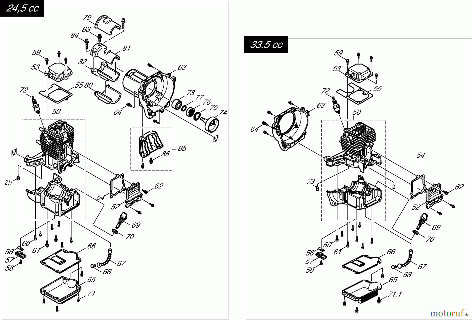  Dolmar Motorsensen & Trimmer Benzin 4-Takt MS-252.4 C 1  Kurbelgehäuse, Zylinder