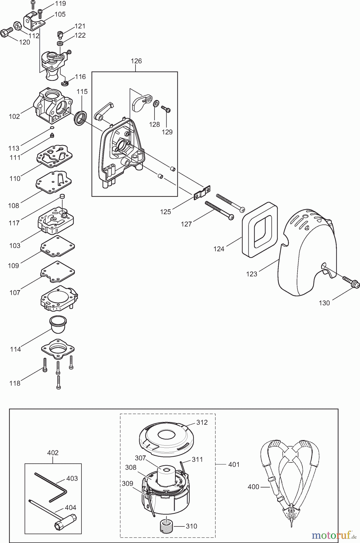  Dolmar Motorsensen & Trimmer Benzin 2-Takt MS-3210 (USA) 3  Vergaser, Luftfilter, Zubehör
