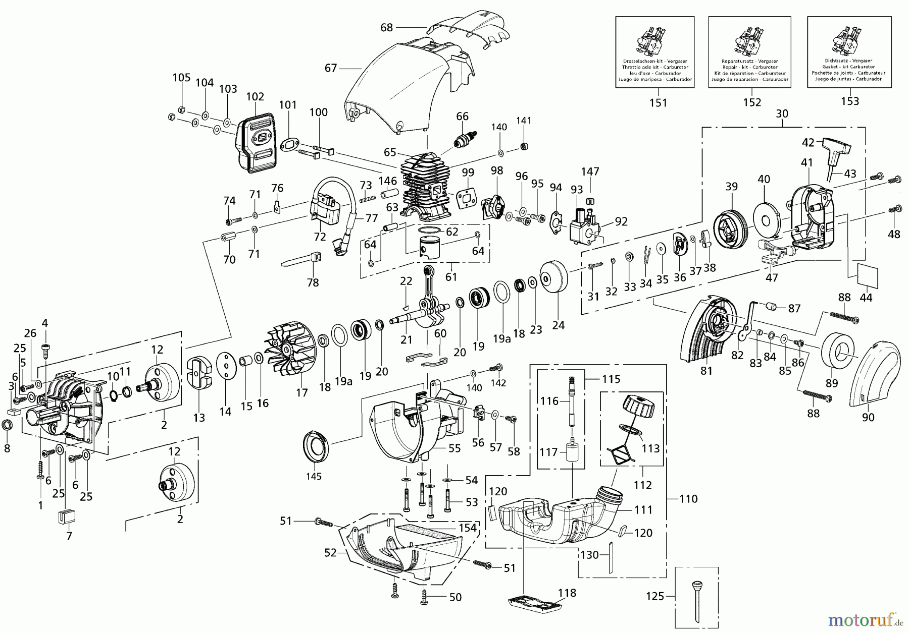 Dolmar Motorsensen & Trimmer Benzin 2-Takt MS-25 U 1 Motor, Gehäuse