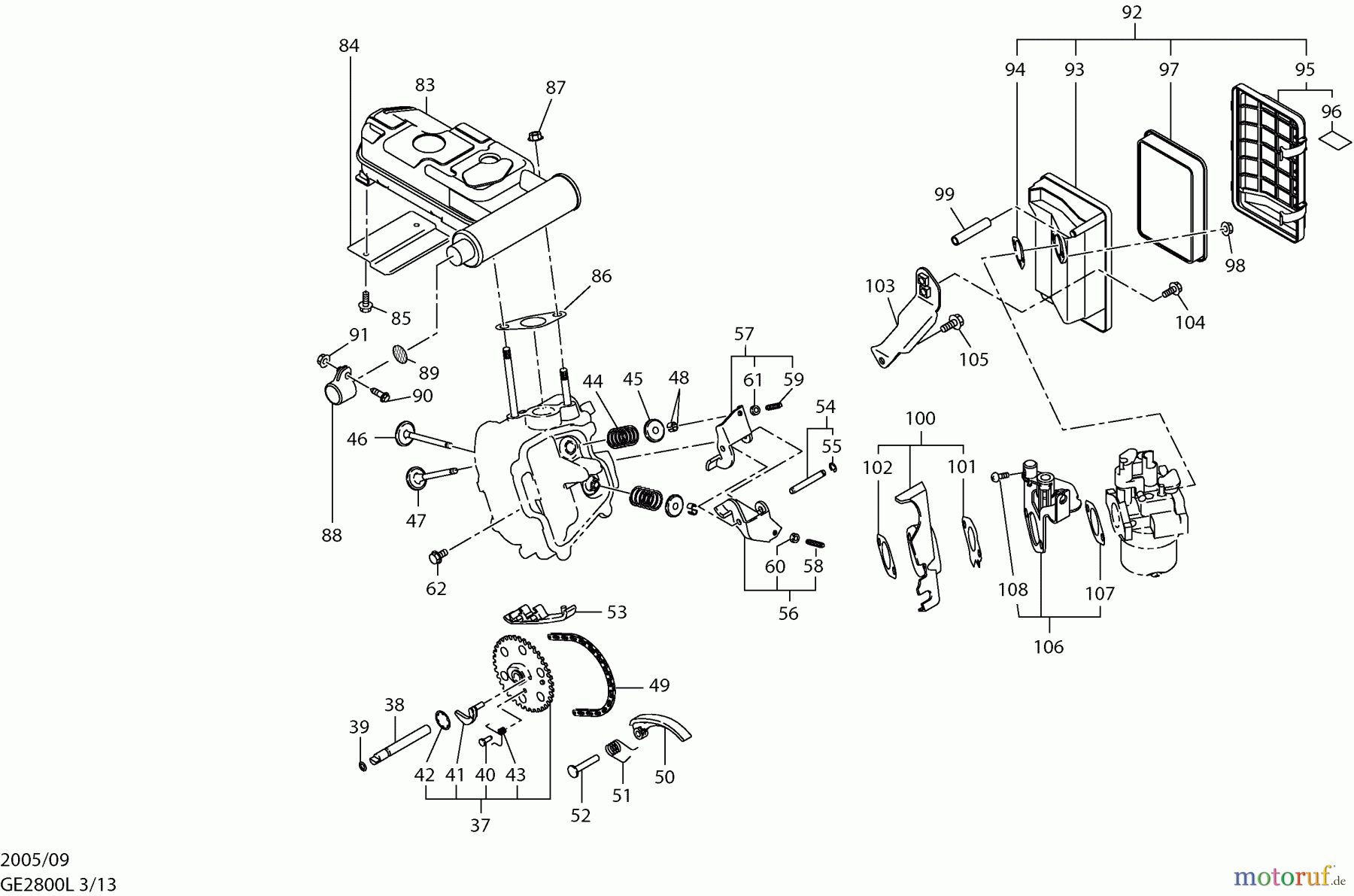  Dolmar Stromerzeuger GE-2800 L 3  Ventile, Luftfilter, Schalldämpfer