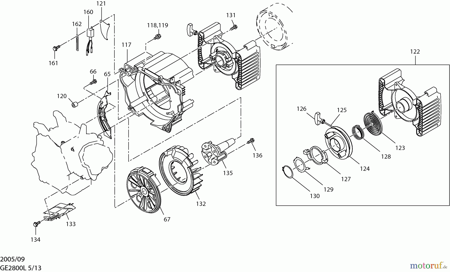  Dolmar Stromerzeuger GE-2800 L 5  Anwerfvorrichtung, Ventilatorgehäuse