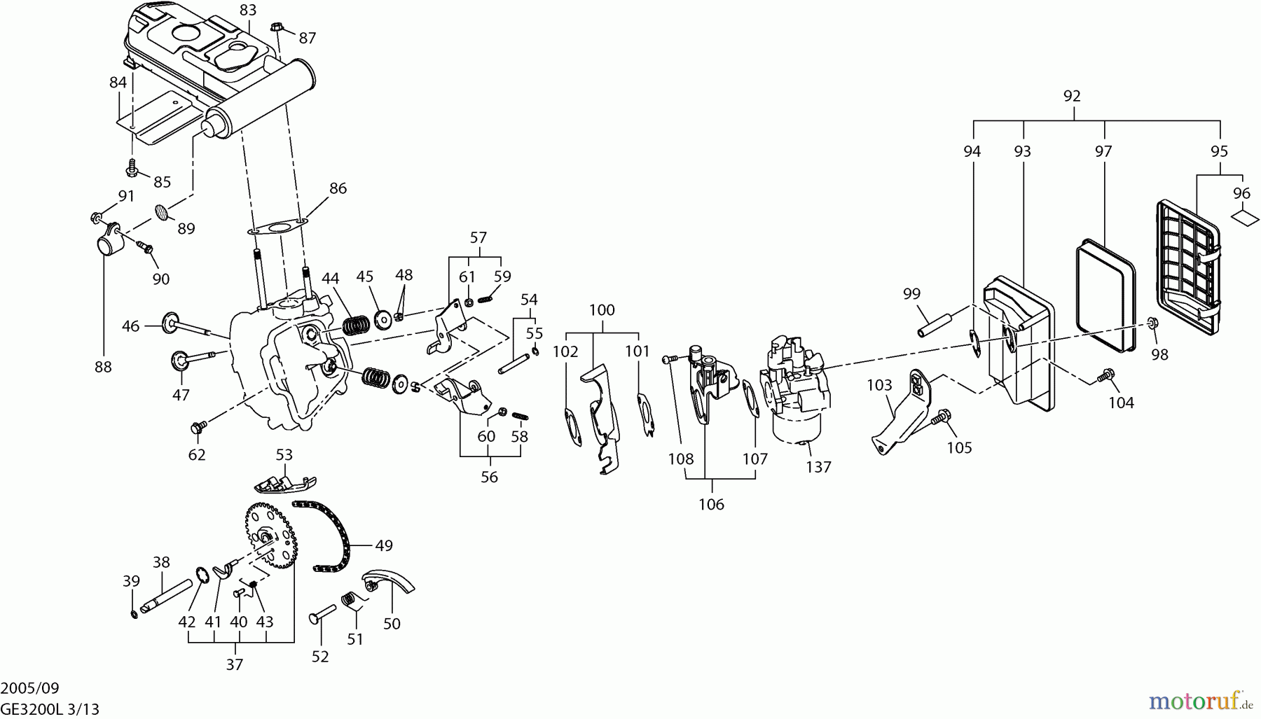 Dolmar Stromerzeuger GE-3200 L 3  Ventile, Luftfilter, Schalldämpfer