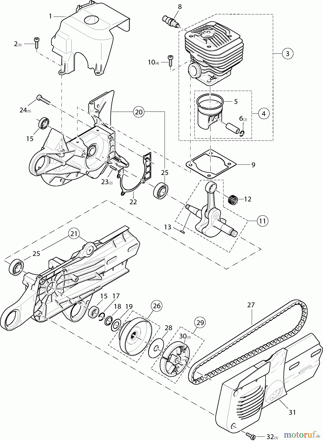  Dolmar Trennschleifer Benzin PC-6212 6  Zylinder, Kurbeltrieb, Kupplung