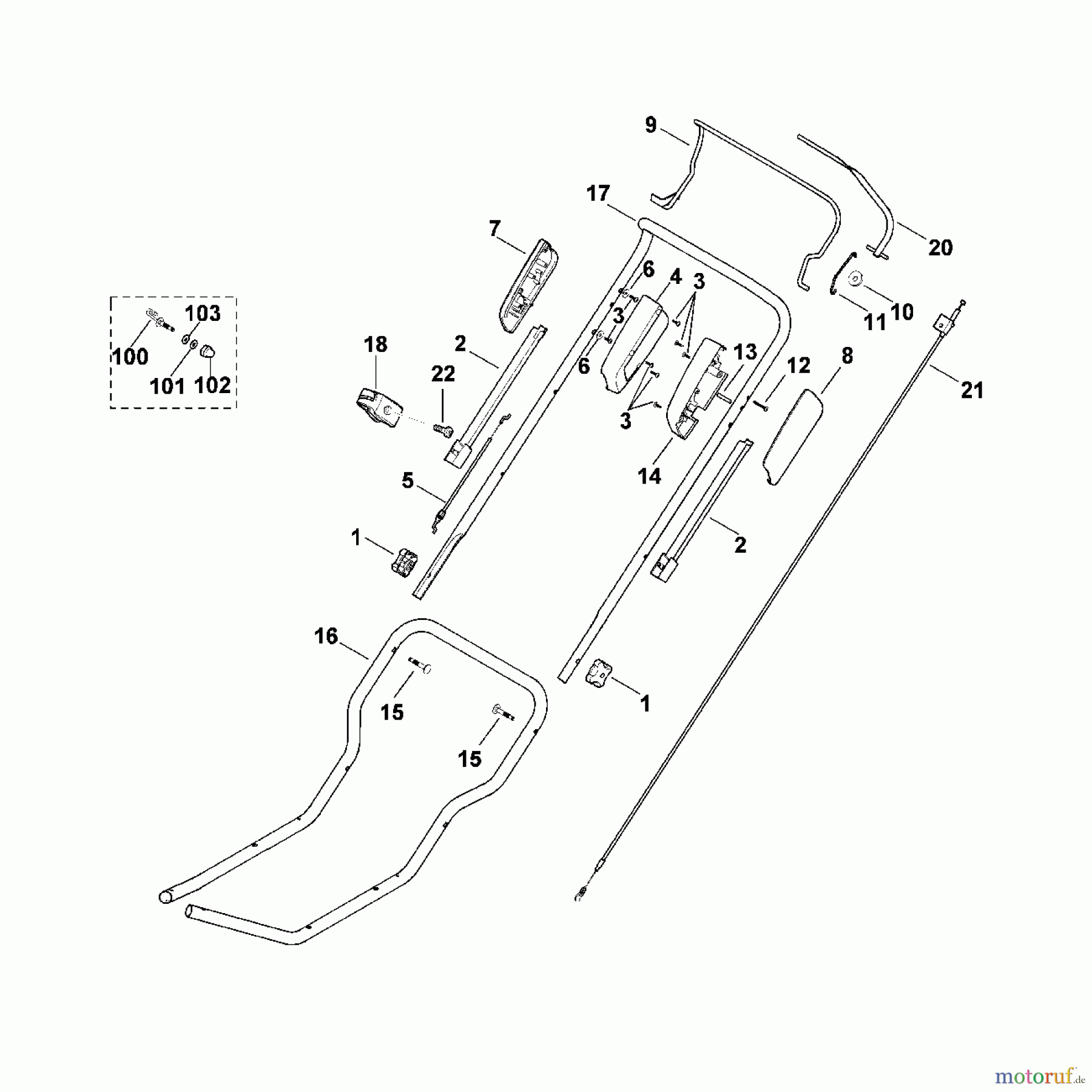  Viking Rasenmäher Benzinrasenmäher MB 3 RT, MB 3 RC A - Lenker