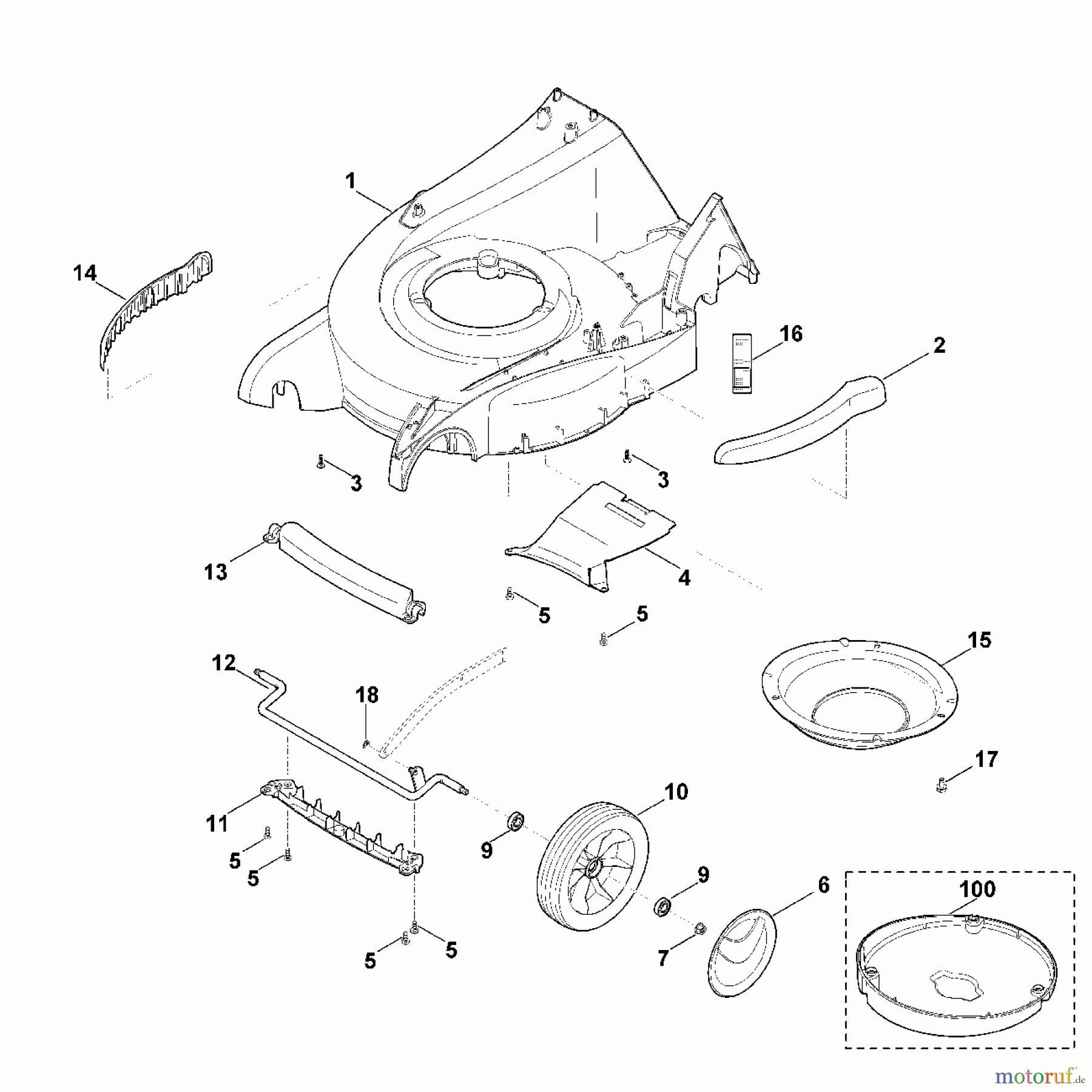 Viking Rasenmäher Benzinrasenmäher MB 650.0 T, MB 650.0 TK D - Gehäuse, Vorderachse