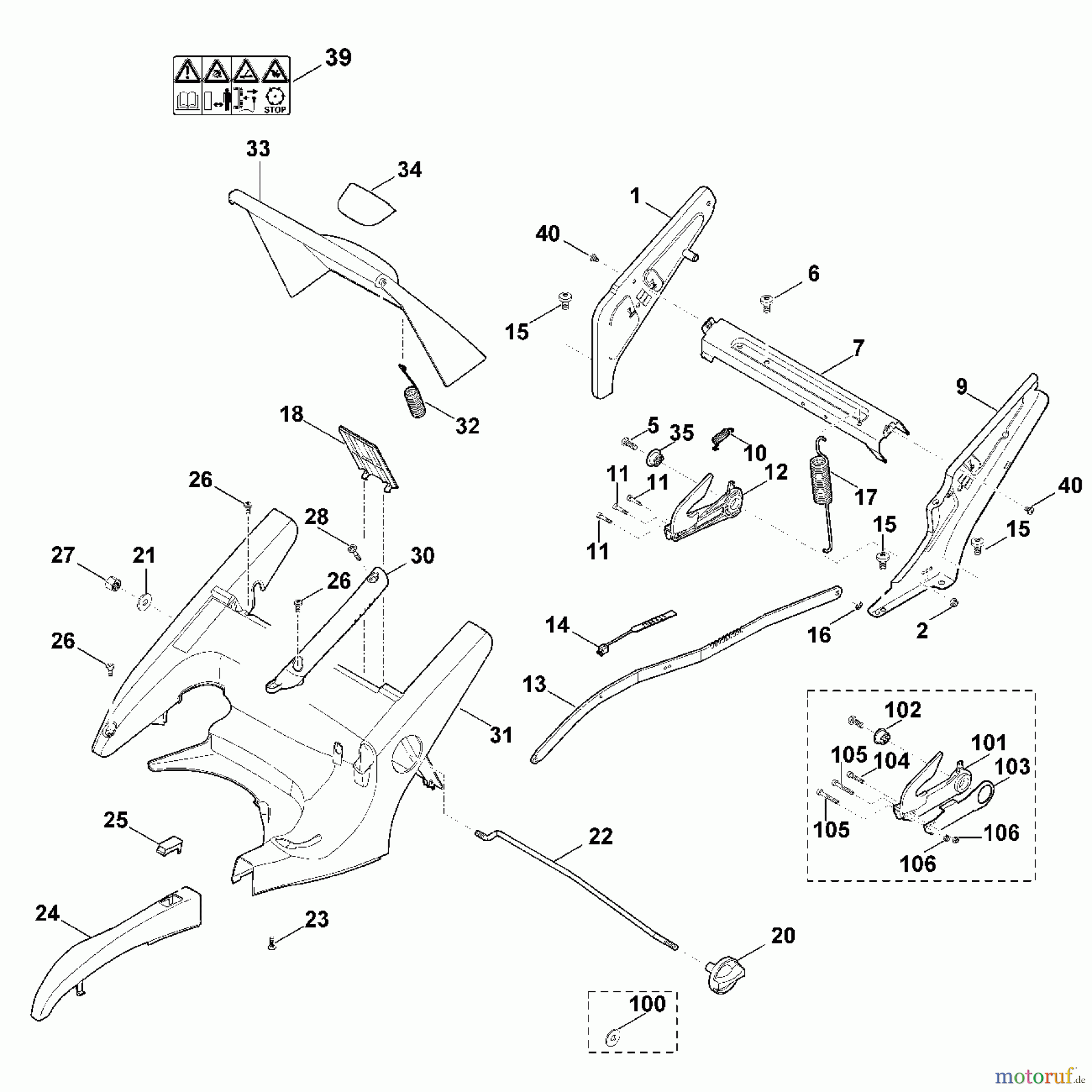Viking Rasenmäher Benzinrasenmäher MB 650.0 V, MB 650.0 VM C - Rahmen, Höhenverstellung