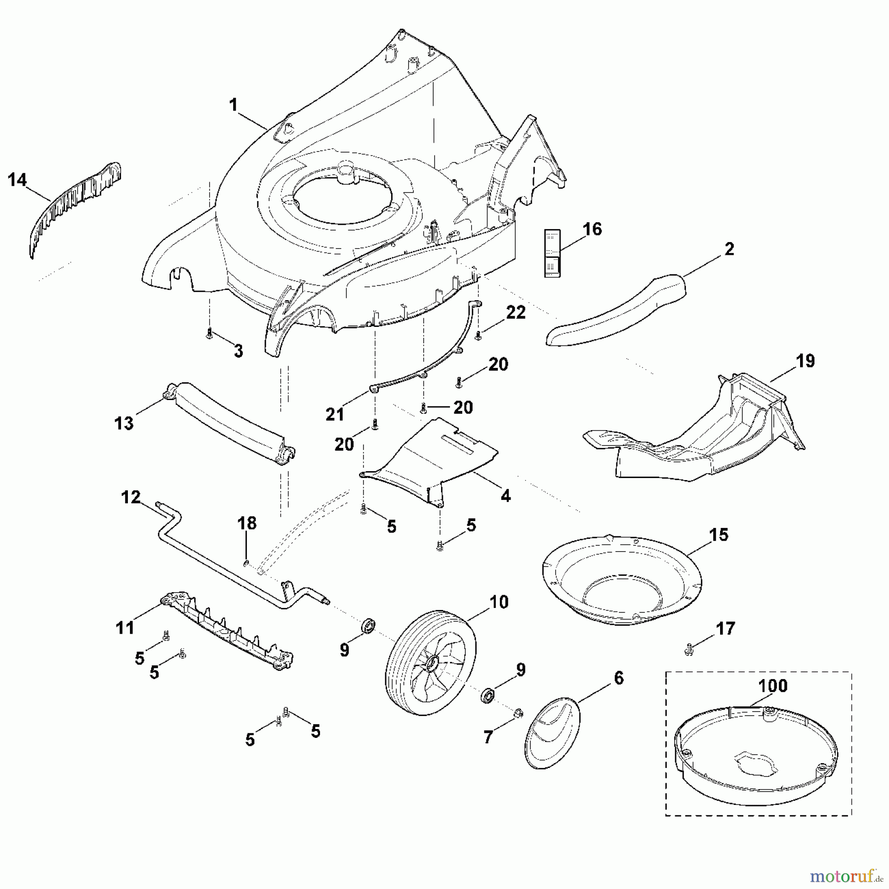 Viking Rasenmäher Benzinrasenmäher MB 650.0 V, MB 650.0 VM D - Gehäuse, Vorderachse