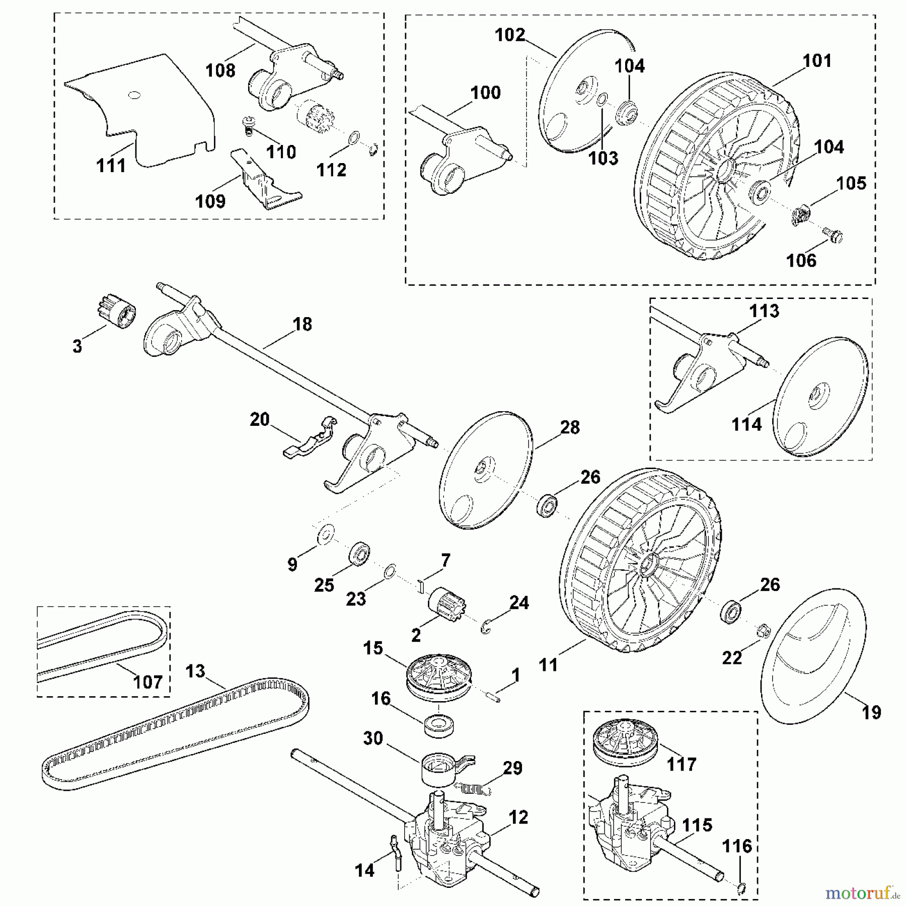 Viking Rasenmäher Benzinrasenmäher MB 650.0 V, MB 650.0 VM E - Hinterachse, Getriebe