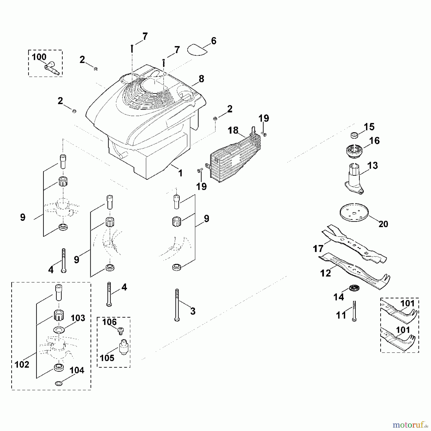 Viking Rasenmäher Benzinrasenmäher MB 650.0 V, MB 650.0 VM F - Motor, Messer