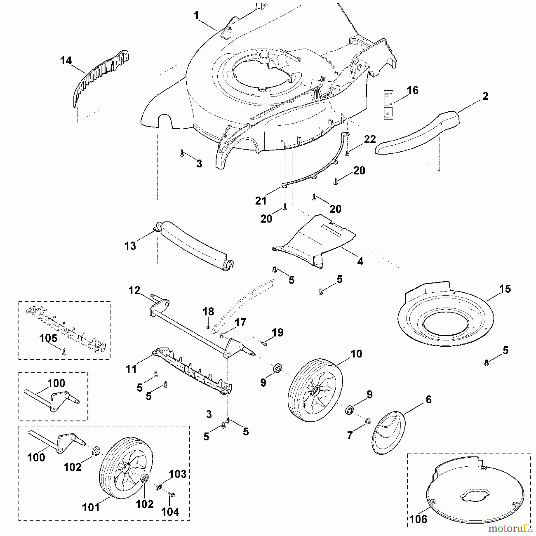  Viking Rasenmäher Benzinrasenmäher MB 655.0 G, MB 655.0 GM E - Gehäuse, Vorderachse