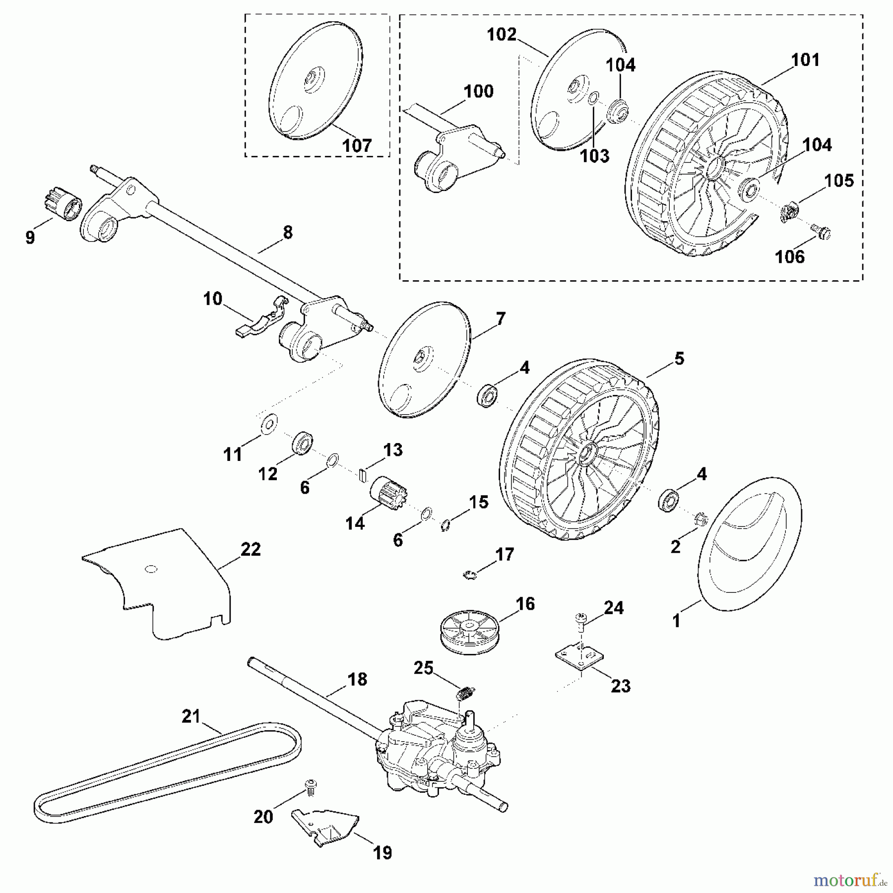 Viking Rasenmäher Benzinrasenmäher MB 655.0 G, MB 655.0 GM F - Hinterachse, Antrieb