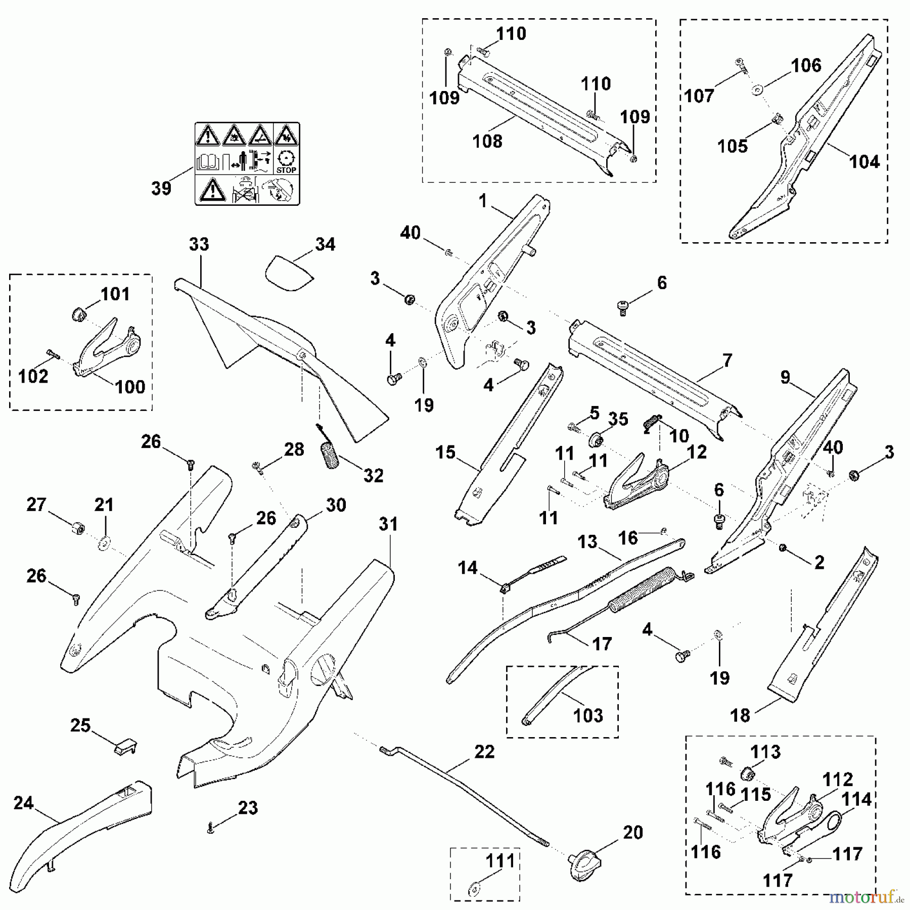  Viking Rasenmäher Benzinrasenmäher MB 655.0 KS D - Rahmen, Höhenverstellung