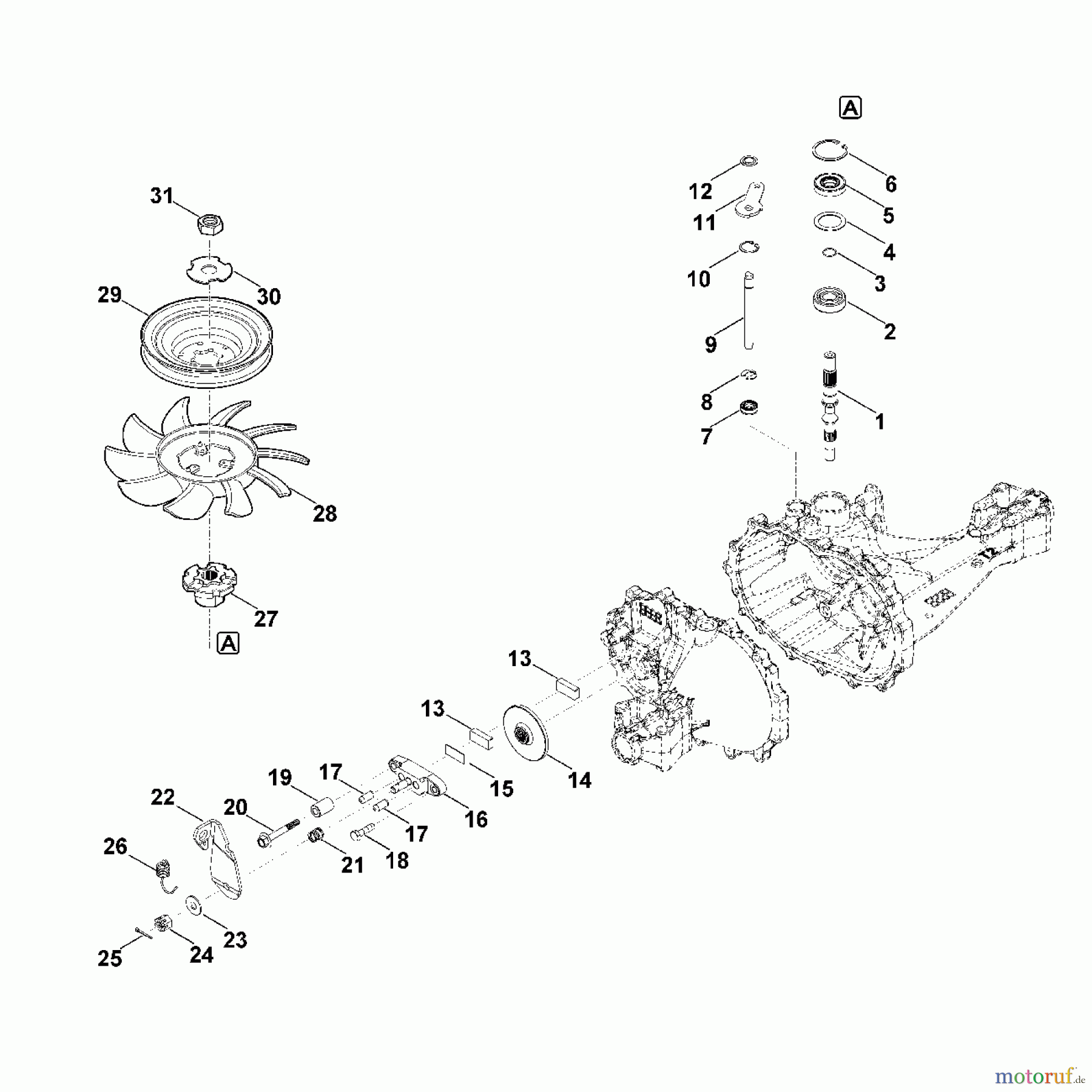  Viking Rasentraktoren Getriebe Hydro Gear T2 - CHBF - 2X3C - 17X1 D - Antriebswelle, Bremse