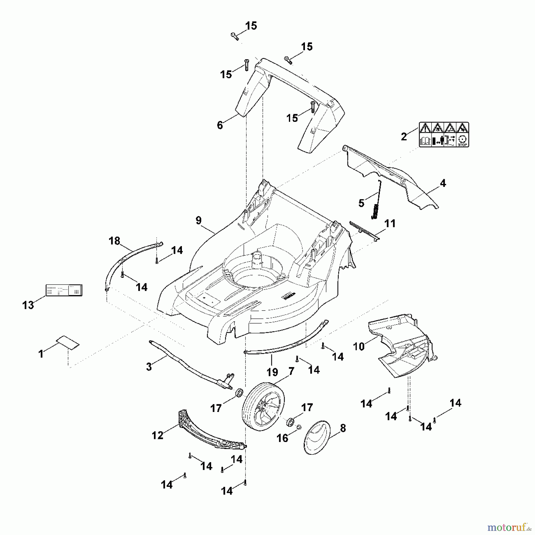 Viking Rasenmäher Benzinrasenmäher MB 448.1 T B - Gehäuse, Vorderachse