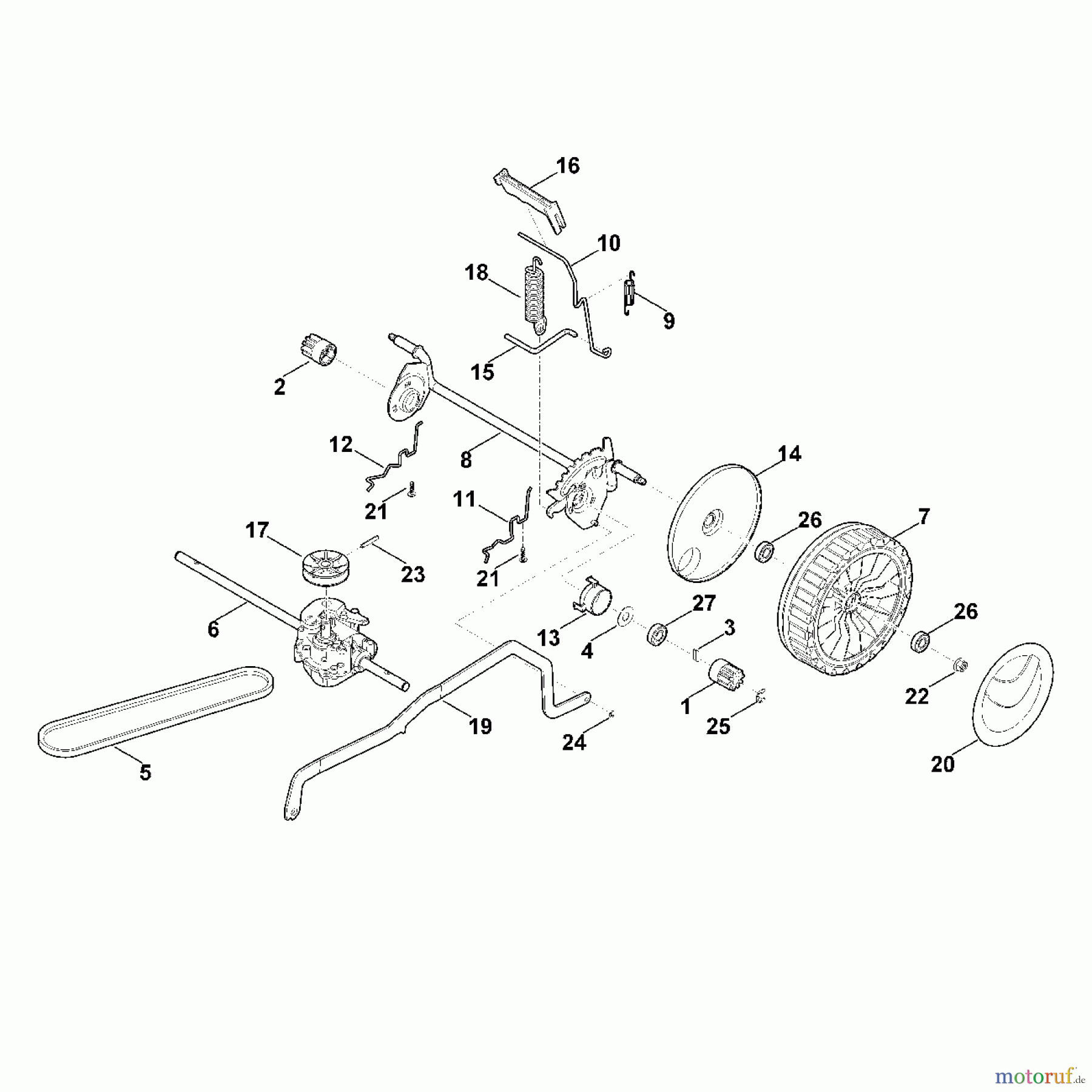 Viking Rasenmäher Benzinrasenmäher MB 448.1 T C - Hinterachse, Höhenverstellung