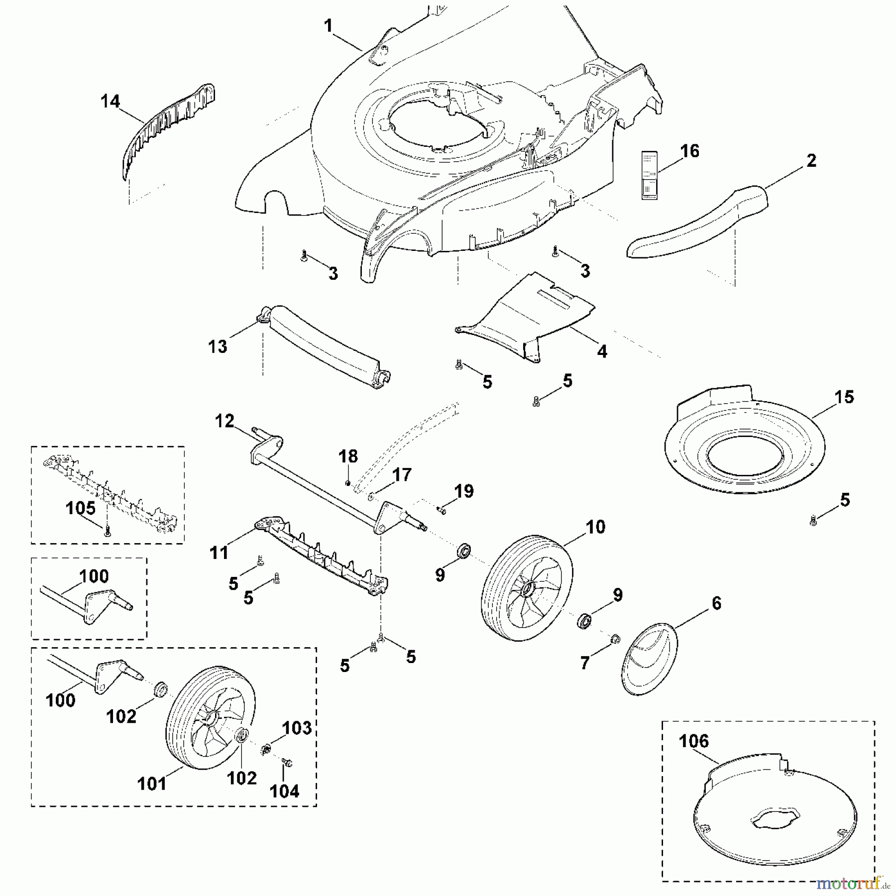  Viking Rasenmäher Benzinrasenmäher MB 655.0 KS E - Gehäuse, Vorderachse