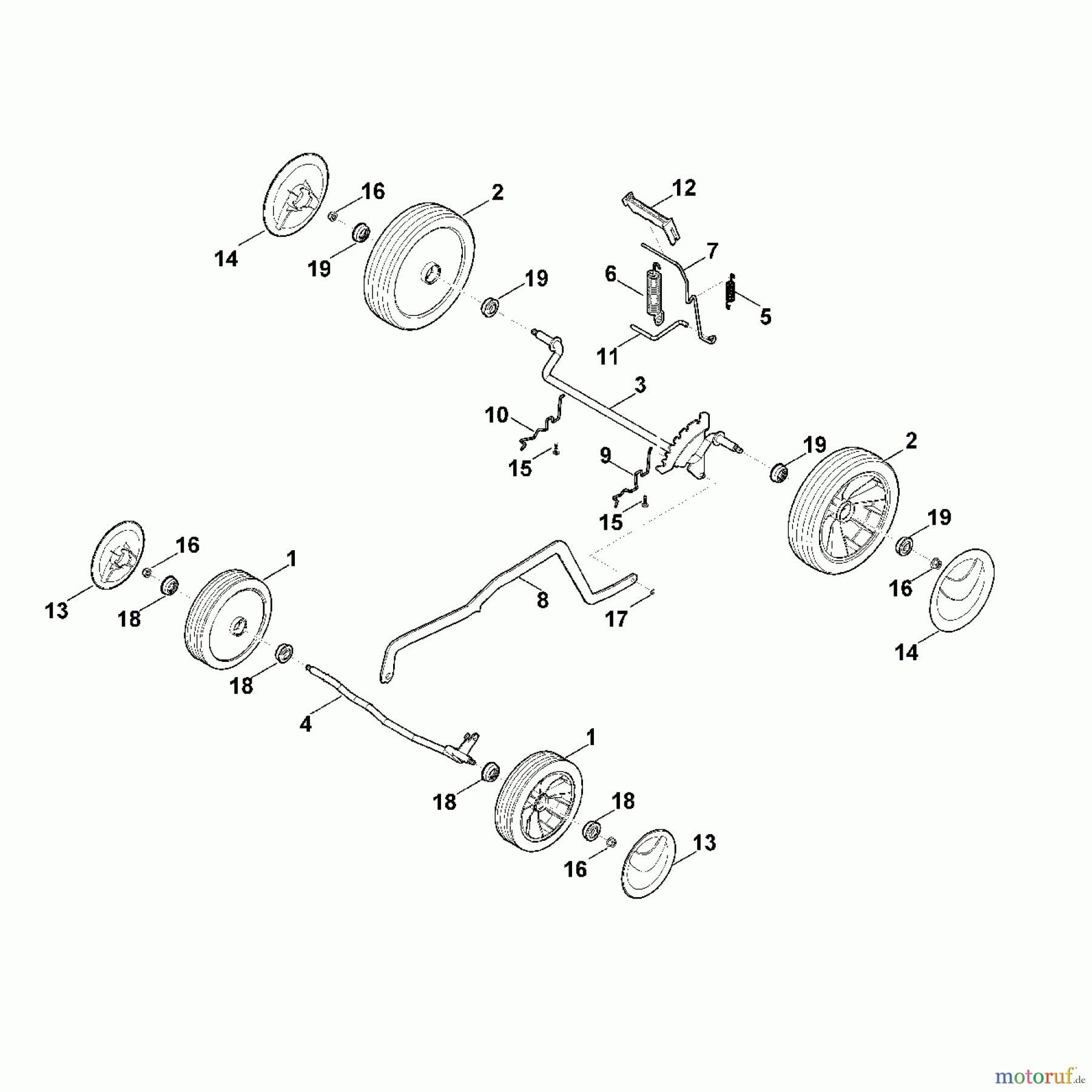 Viking Rasenmäher Benzinrasenmäher MB 443.1 C - Fahrwerk, Höhenverstellung