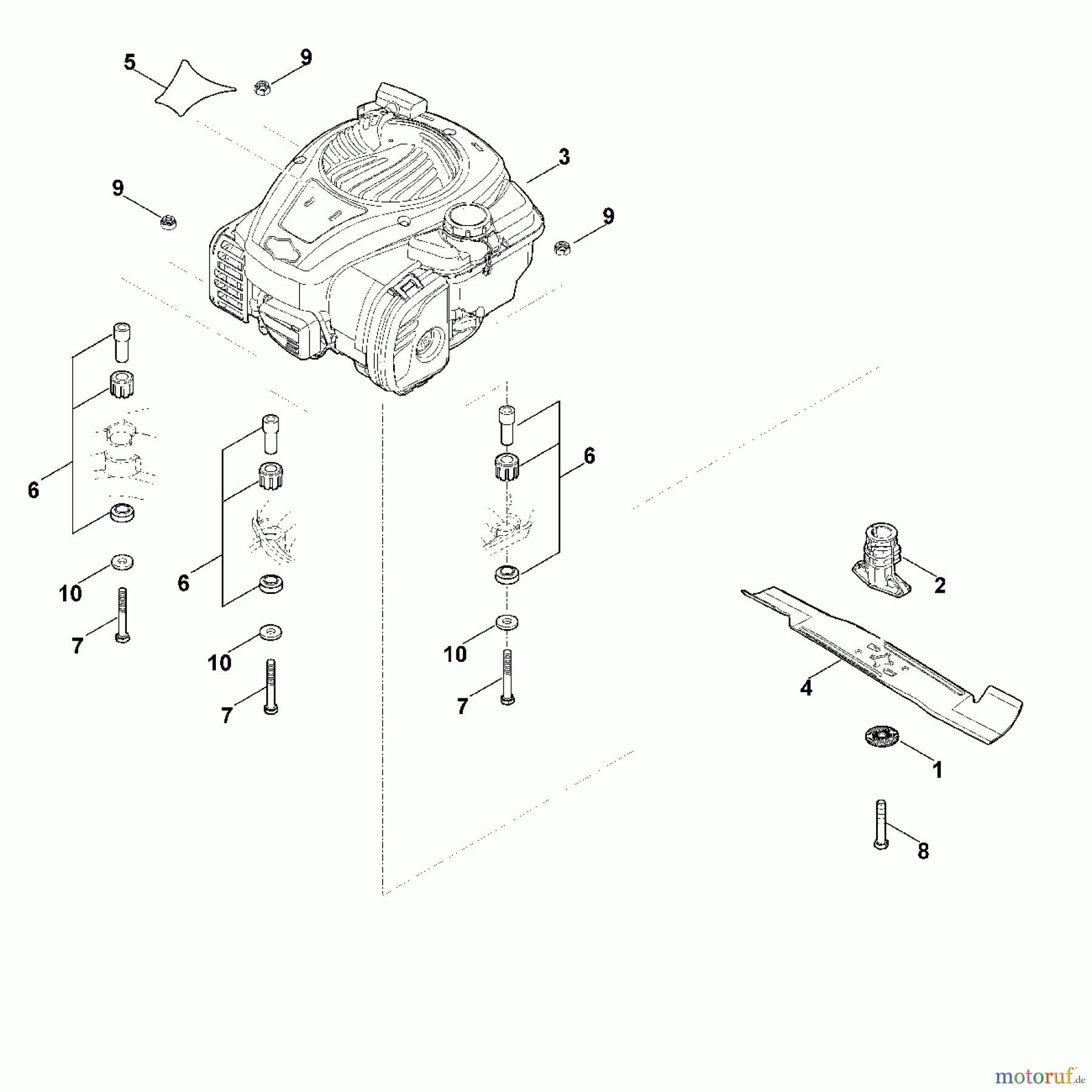Viking Rasenmäher Benzinrasenmäher MB 443.1 D - Motor, Messer
