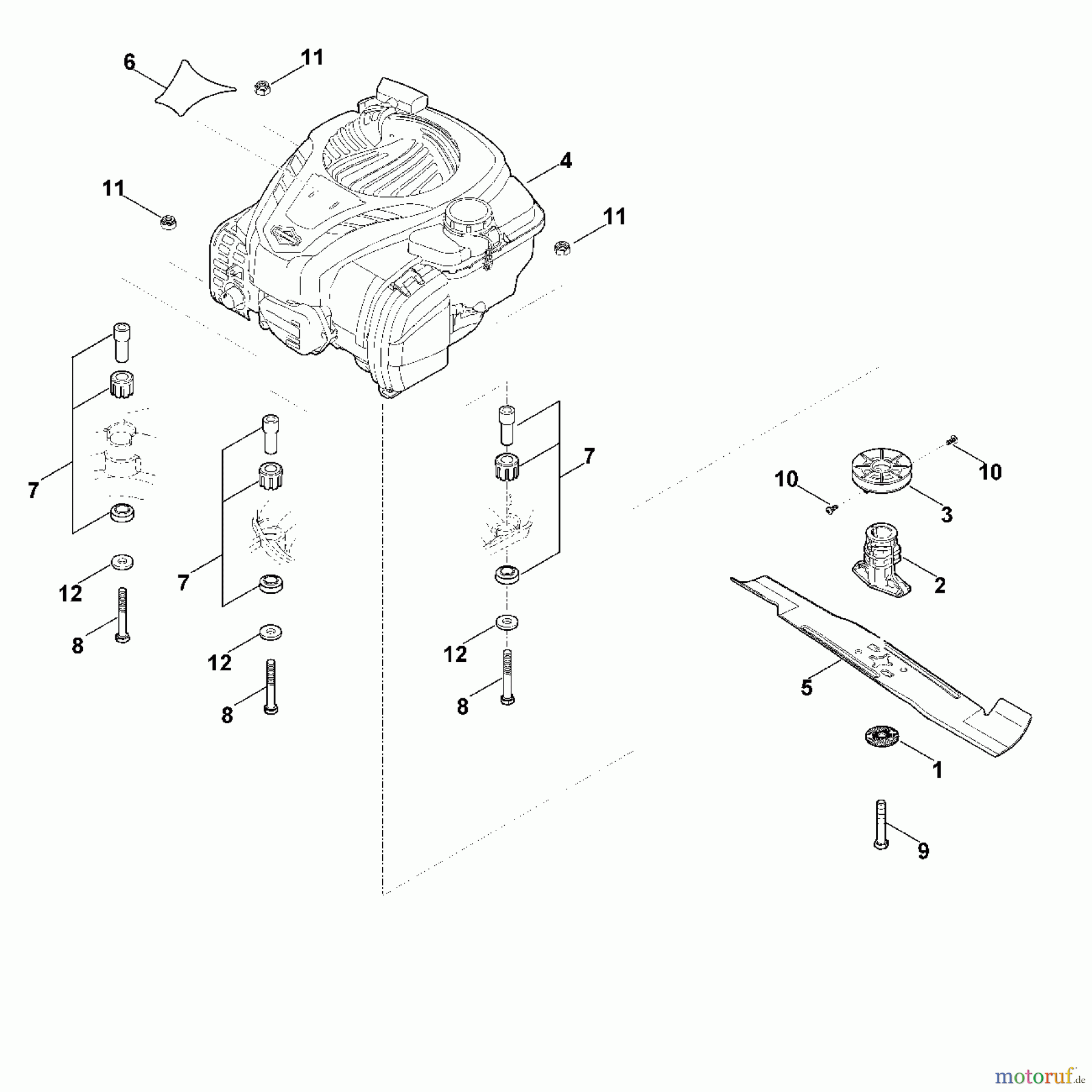 Viking Rasenmäher Benzinrasenmäher MB 448.1 TC D - Motor, Messer