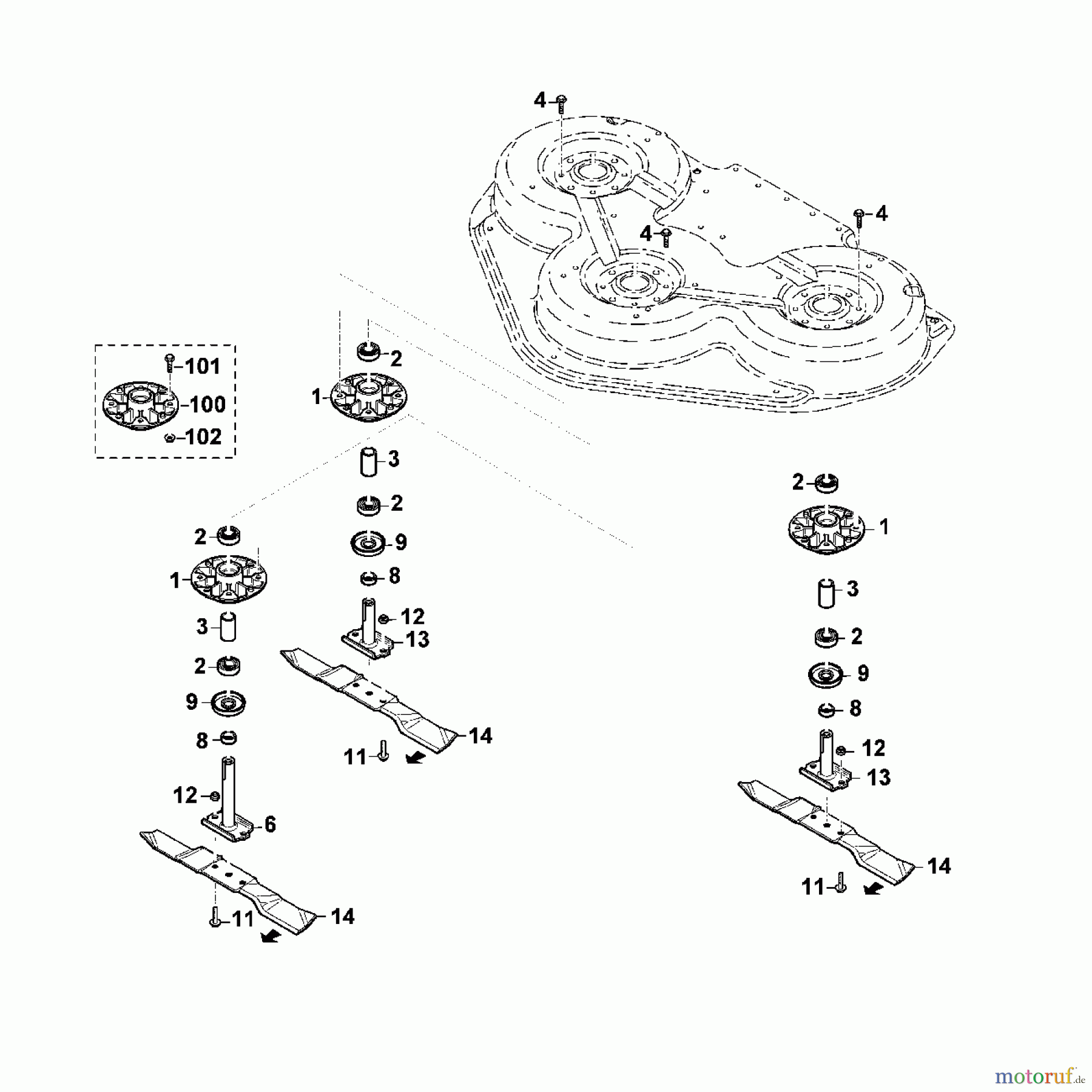 Viking Aufsitzmäher Mähwerke AME 849 HD (MF 890 PRO) E - Messersystem