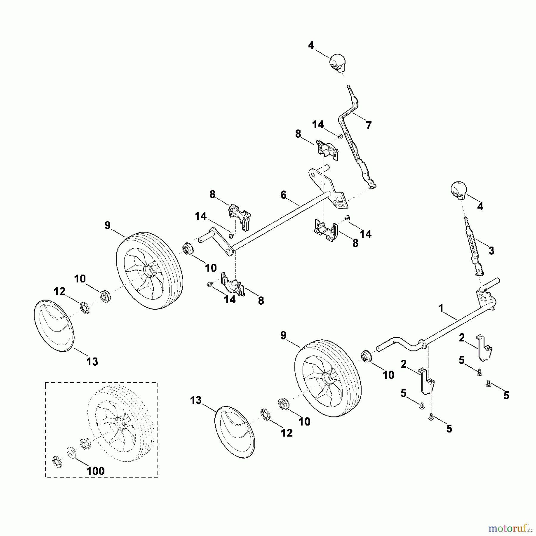 Viking Rasenmäher Benzinrasenmäher MB 443.0 C - Fahrwerk