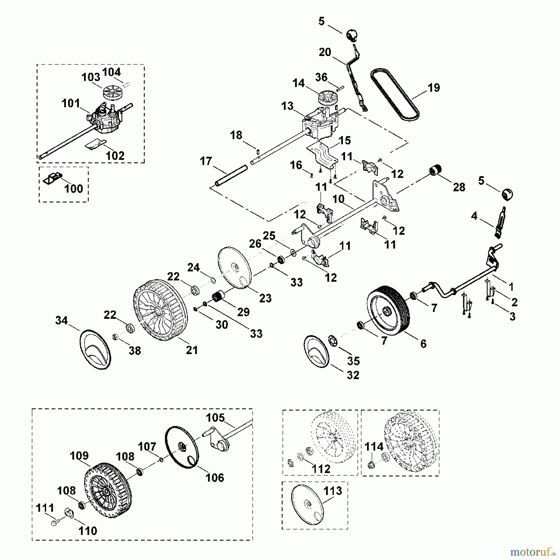 Viking Rasenmäher Benzinrasenmäher MB 443.0 T C - Fahrwerk