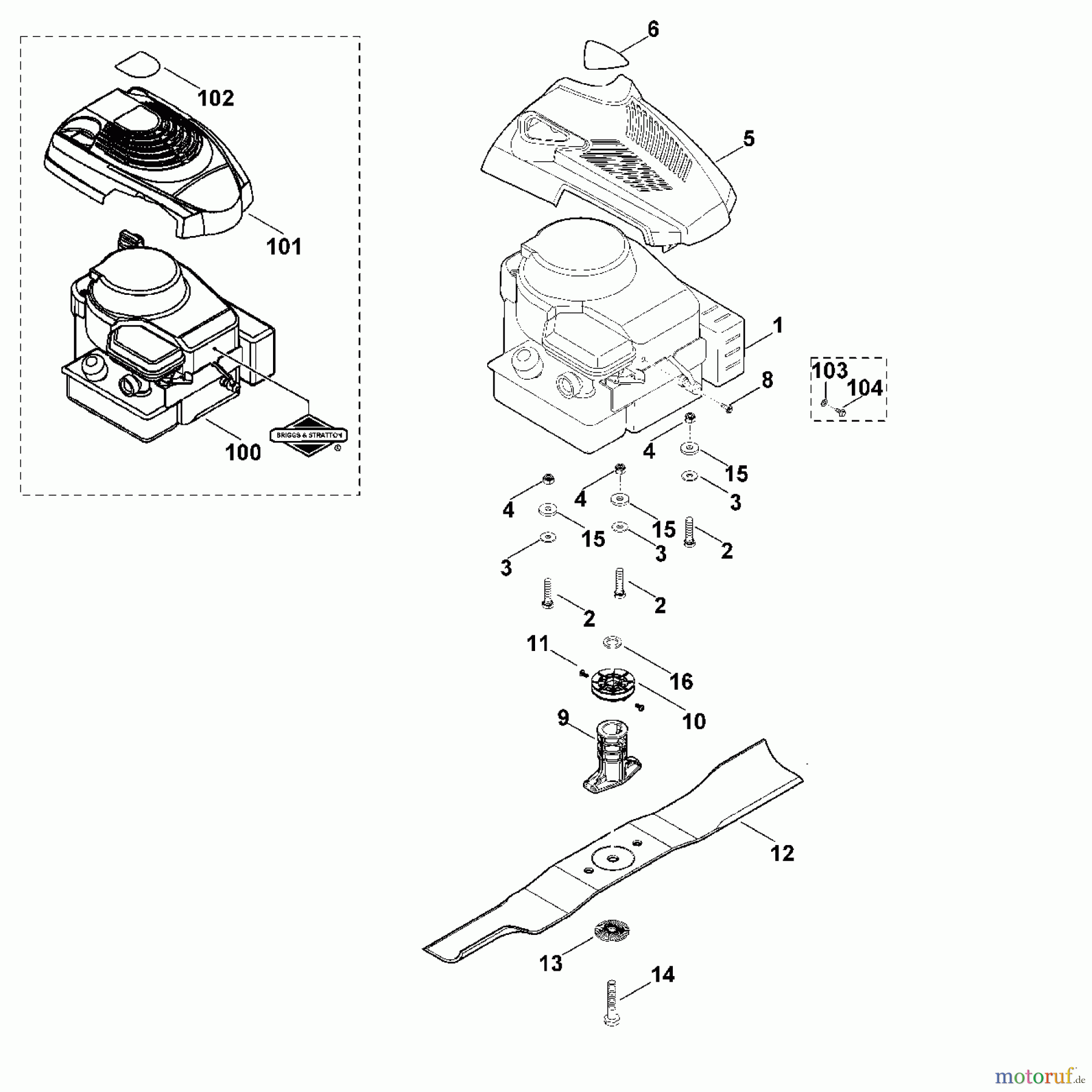 Viking Rasenmäher Benzinrasenmäher MB 443.0 T D - Motor, Messer