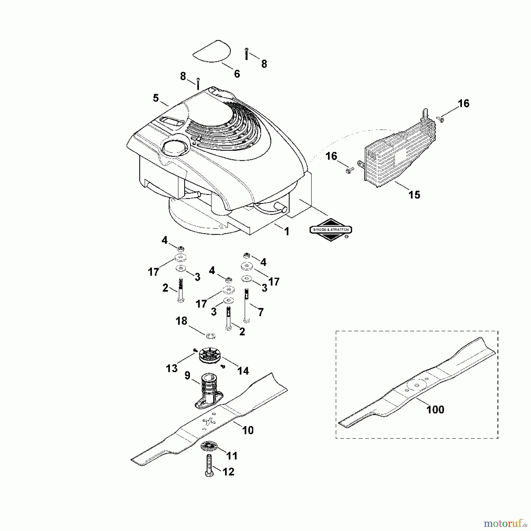 Viking Rasenmäher Benzinrasenmäher MB 448.0 T D - Motor, Messer