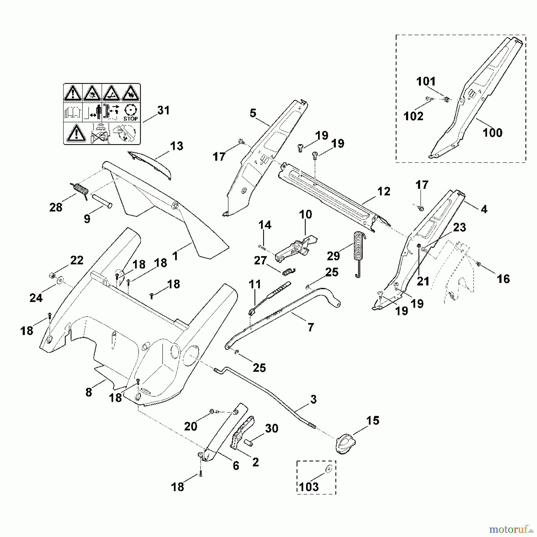  Viking Rasenmäher Benzinrasenmäher MB 545.0 VS C - Rahmen, Höhenverstellung
