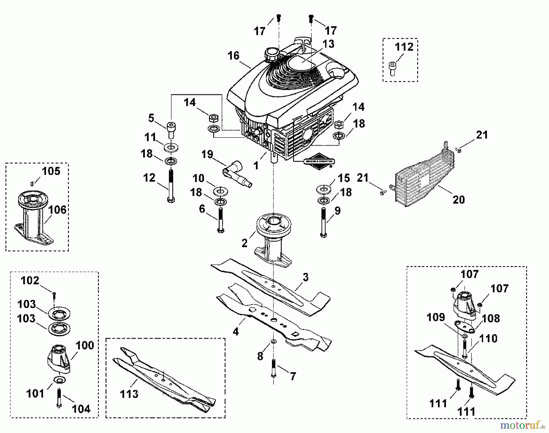 Viking Rasenmäher Benzinrasenmäher MB 455, MB 455 M, MB 455 MM, MB 455 E F - Motor, Messer