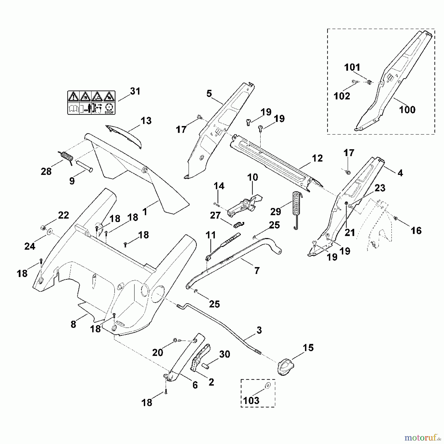 Viking Rasenmäher Benzinrasenmäher MB 545.0 T C - Rahmen, Höhenverstellung