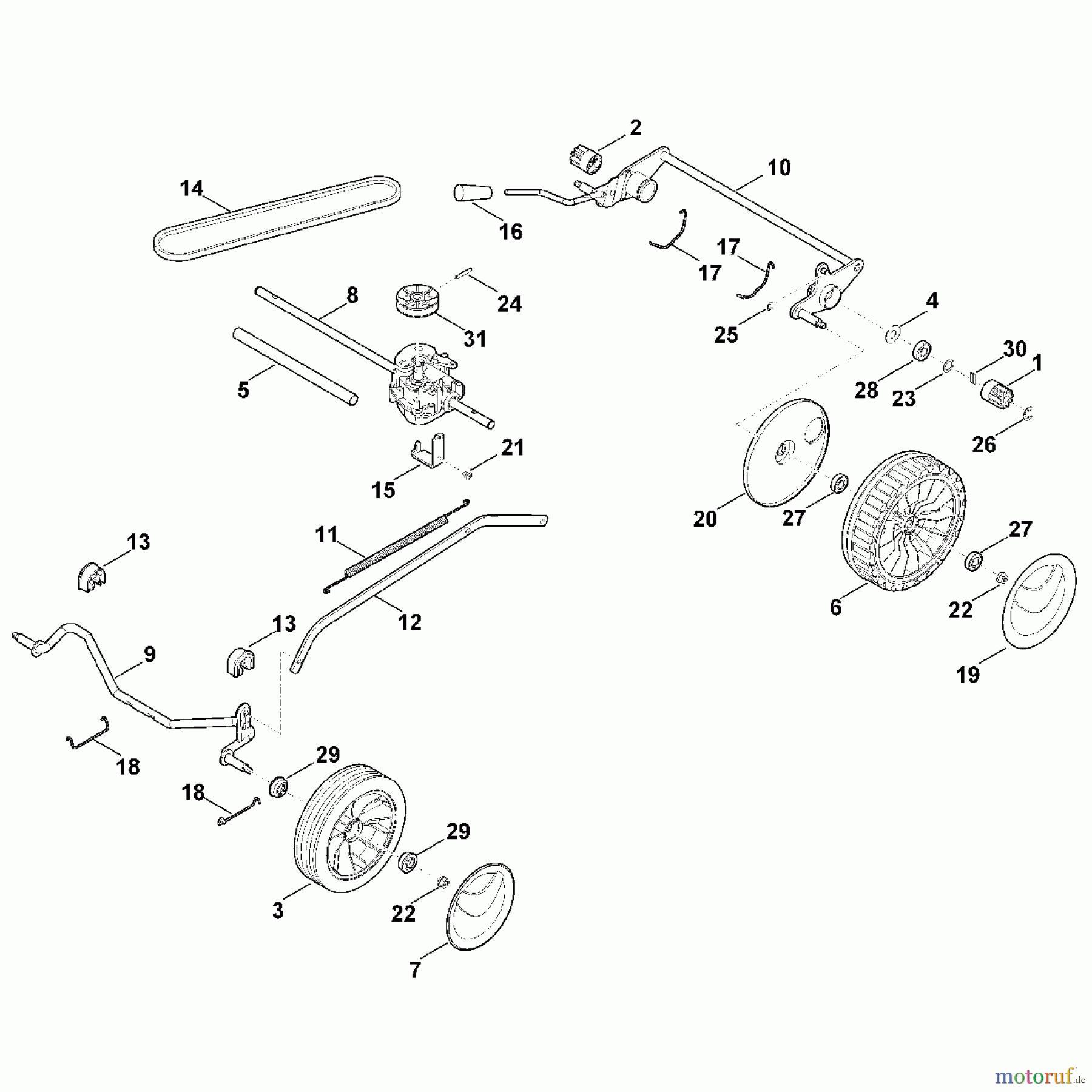 Viking Rasenmäher Benzinrasenmäher MB 248.2 T C - Fahrwerk, Getriebe