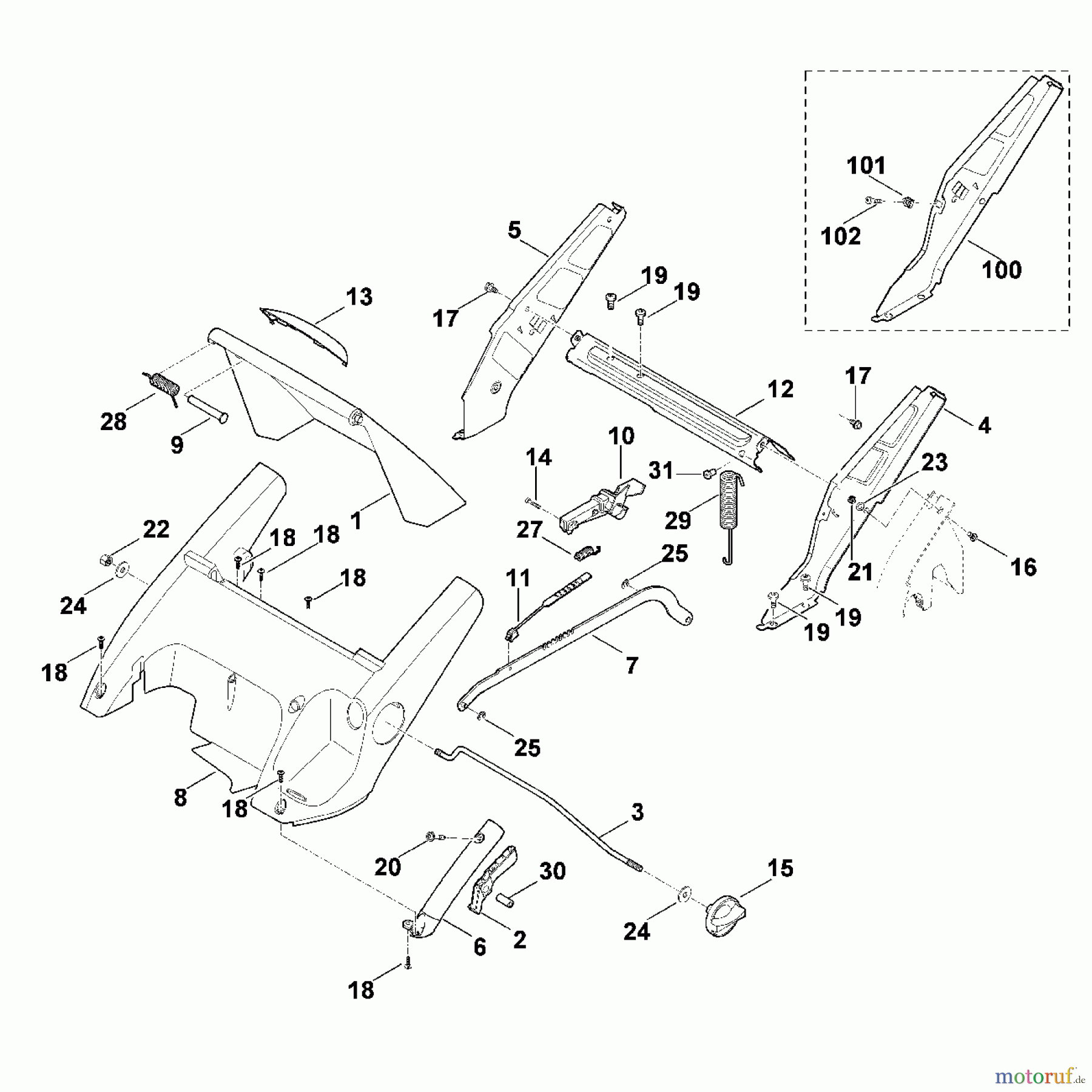 Viking Rasenmäher Elektrorasenmäher ME 545.0 C - Rahmen, Höhenverstellung