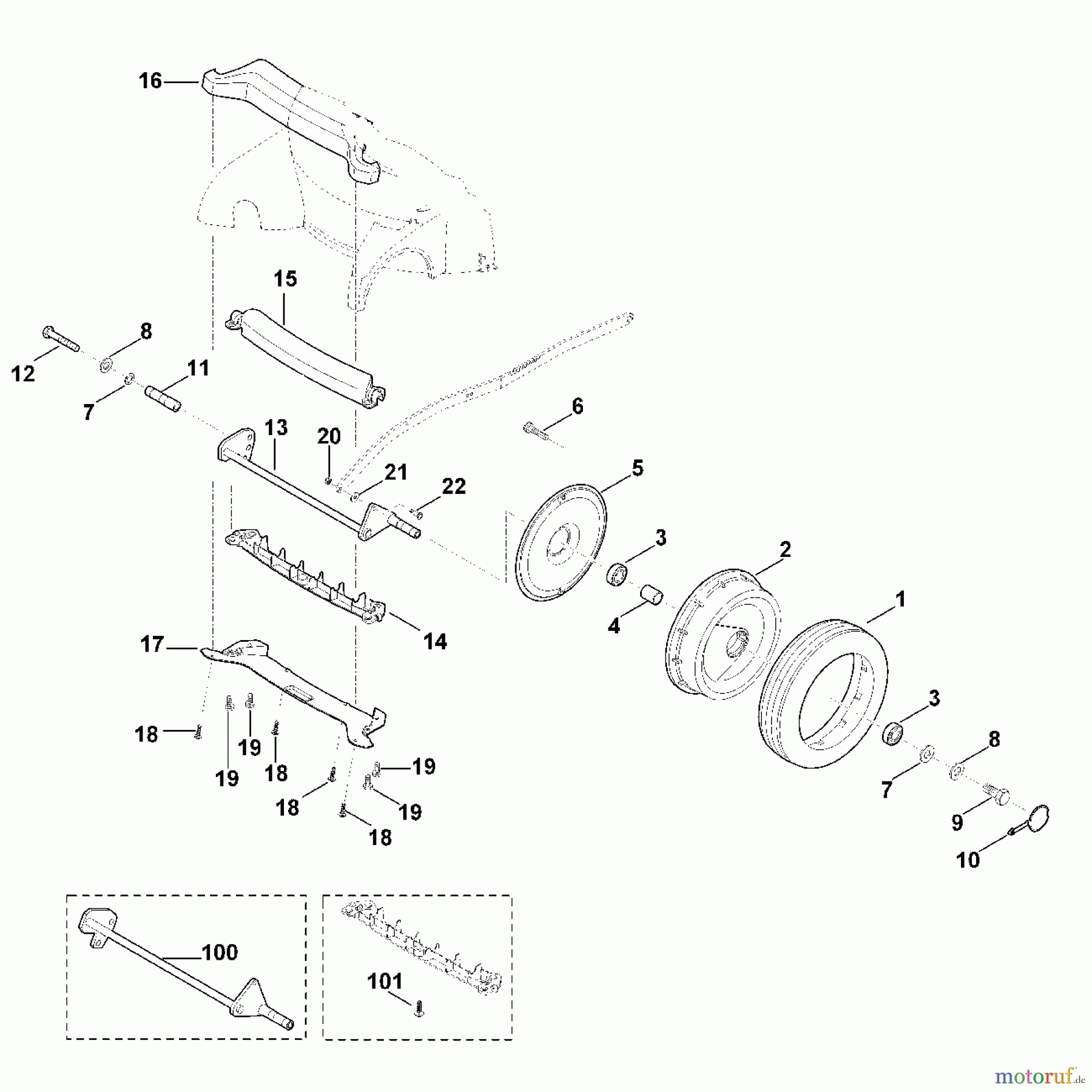 Viking Rasenmäher Benzinrasenmäher MB 750.0 GK E - Vorderachse