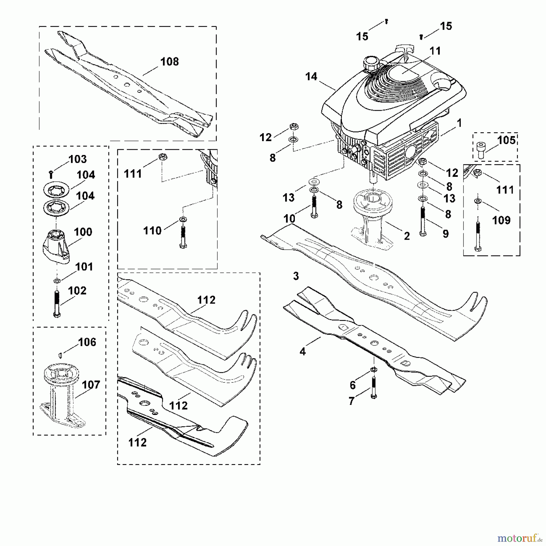 Viking Rasenmäher Benzinrasenmäher MB 505, 505 E, 505 KAT, 505 M D - Motor, Messer