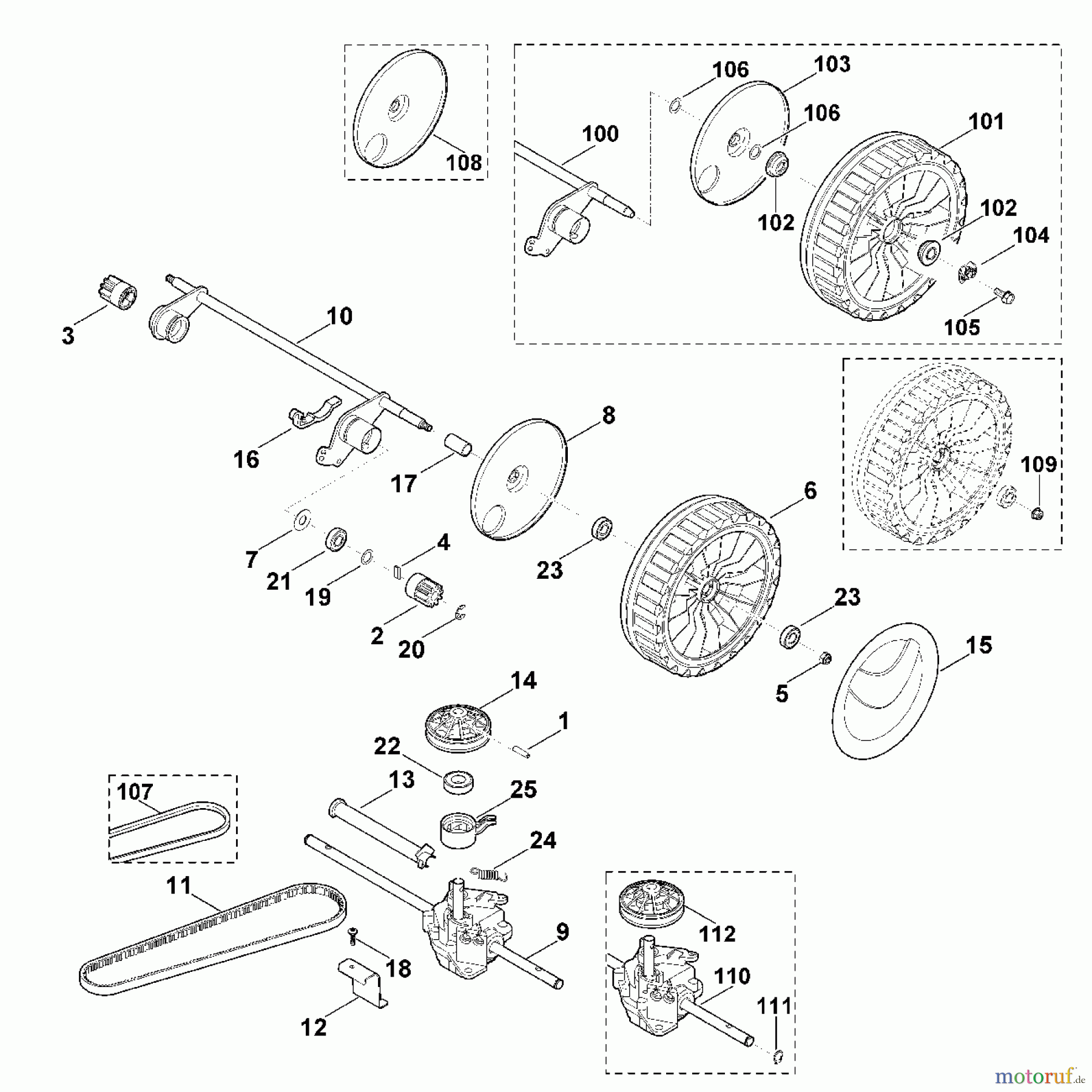 Viking Rasenmäher Benzinrasenmäher MB 545.0 VE E - Hinterachse, Getriebe
