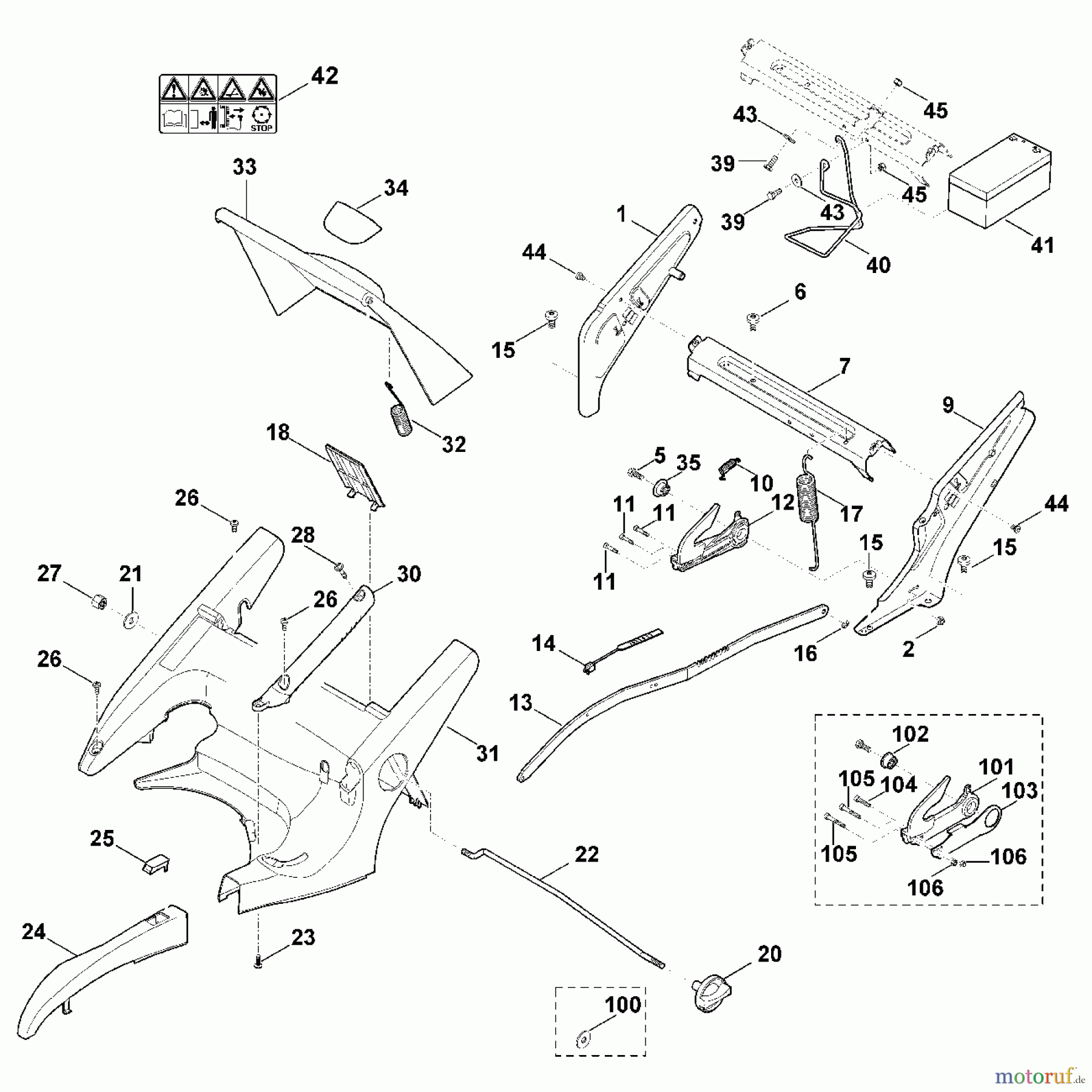  Viking Rasenmäher Benzinrasenmäher MB 650.0 VE C - Rahmen, Höhenverstellung