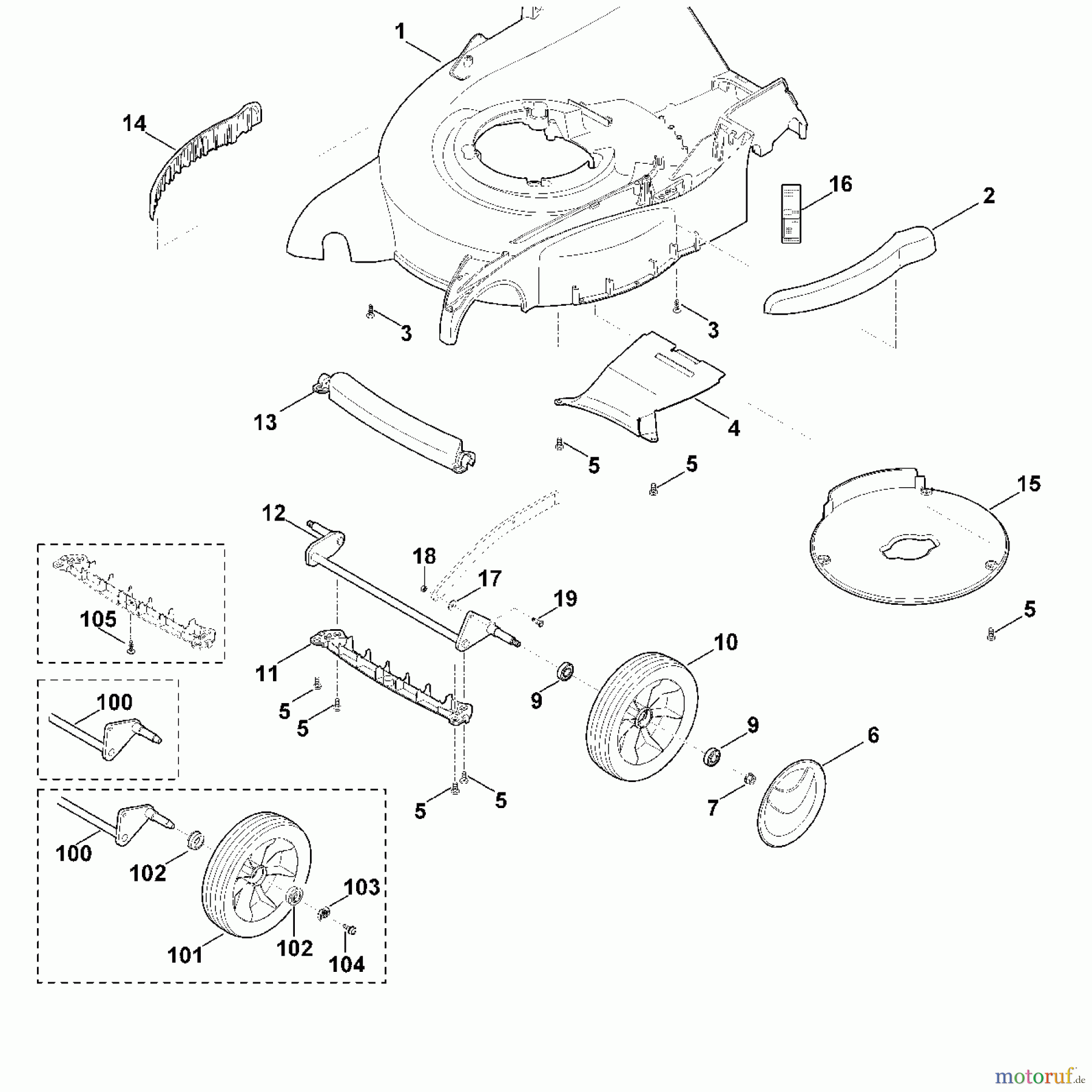  Viking Rasenmäher Benzinrasenmäher MB 655.0 OS D - Gehäuse, Vorderachse