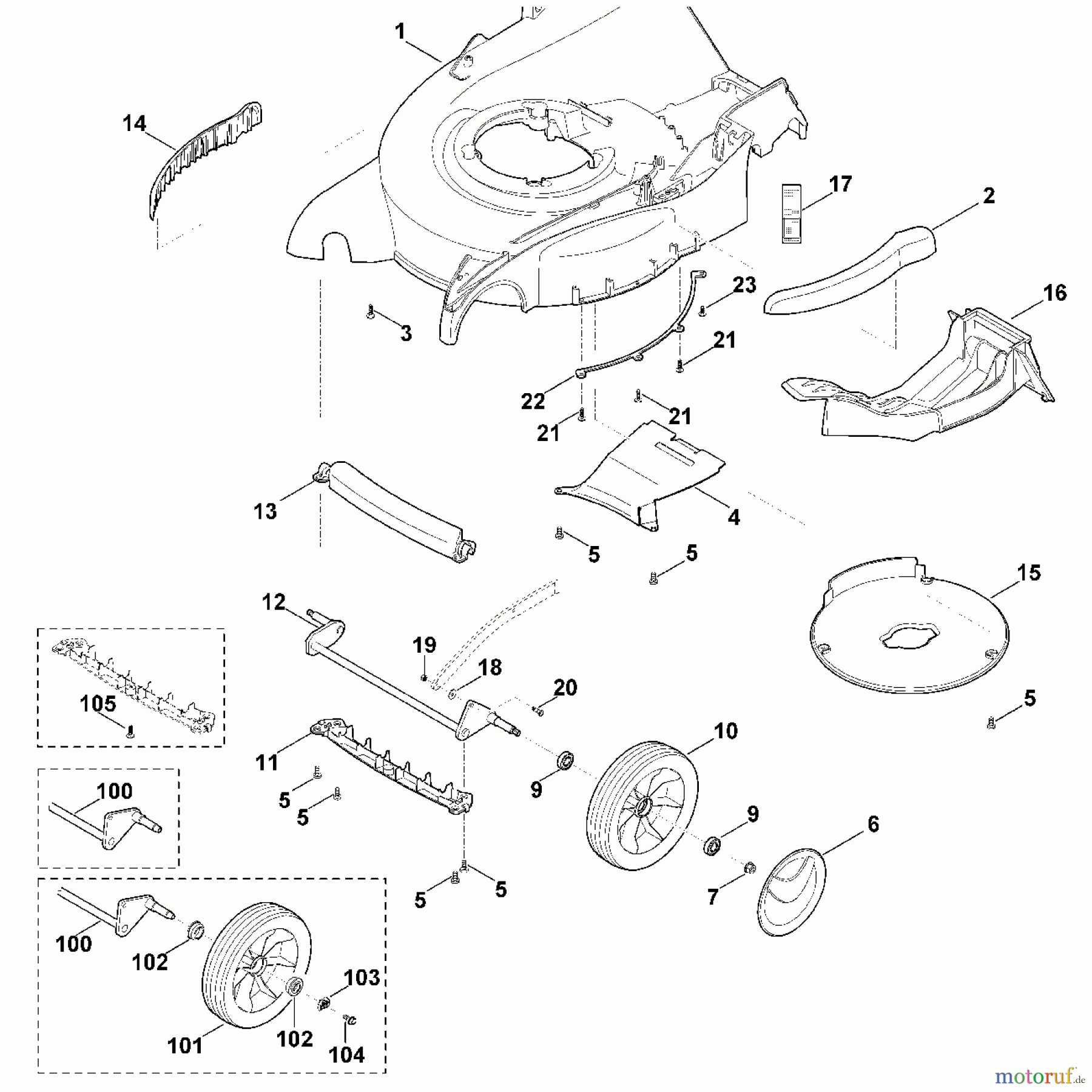 Viking Rasenmäher Benzinrasenmäher MB 655.0 V, MB 655.0 VM D - Gehäuse, Vorderachse